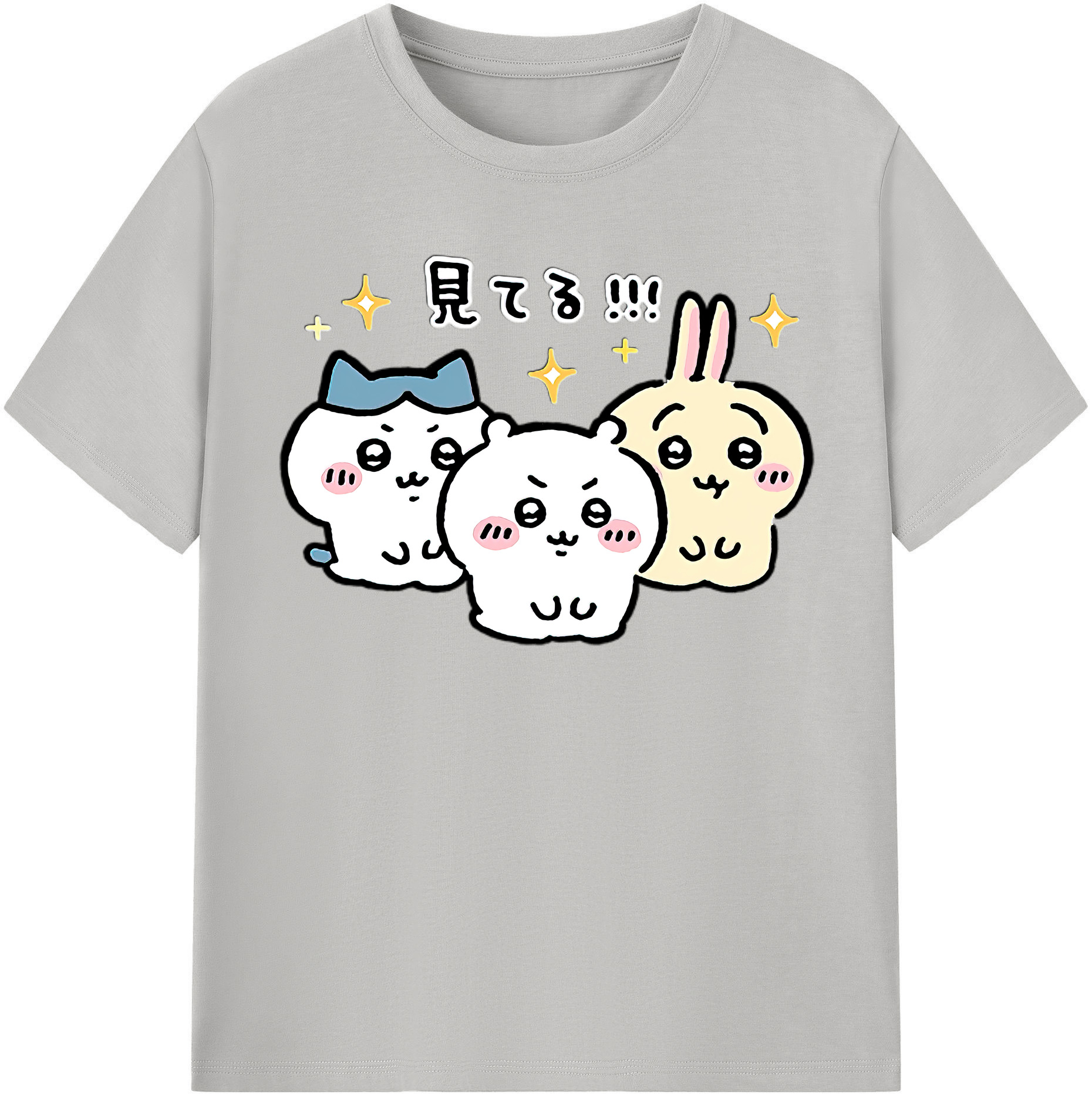 （画像用） ちいかわ ハチワレ Chii-kawa hachiware 綿100％半袖Tシャツ（フロントプリント）