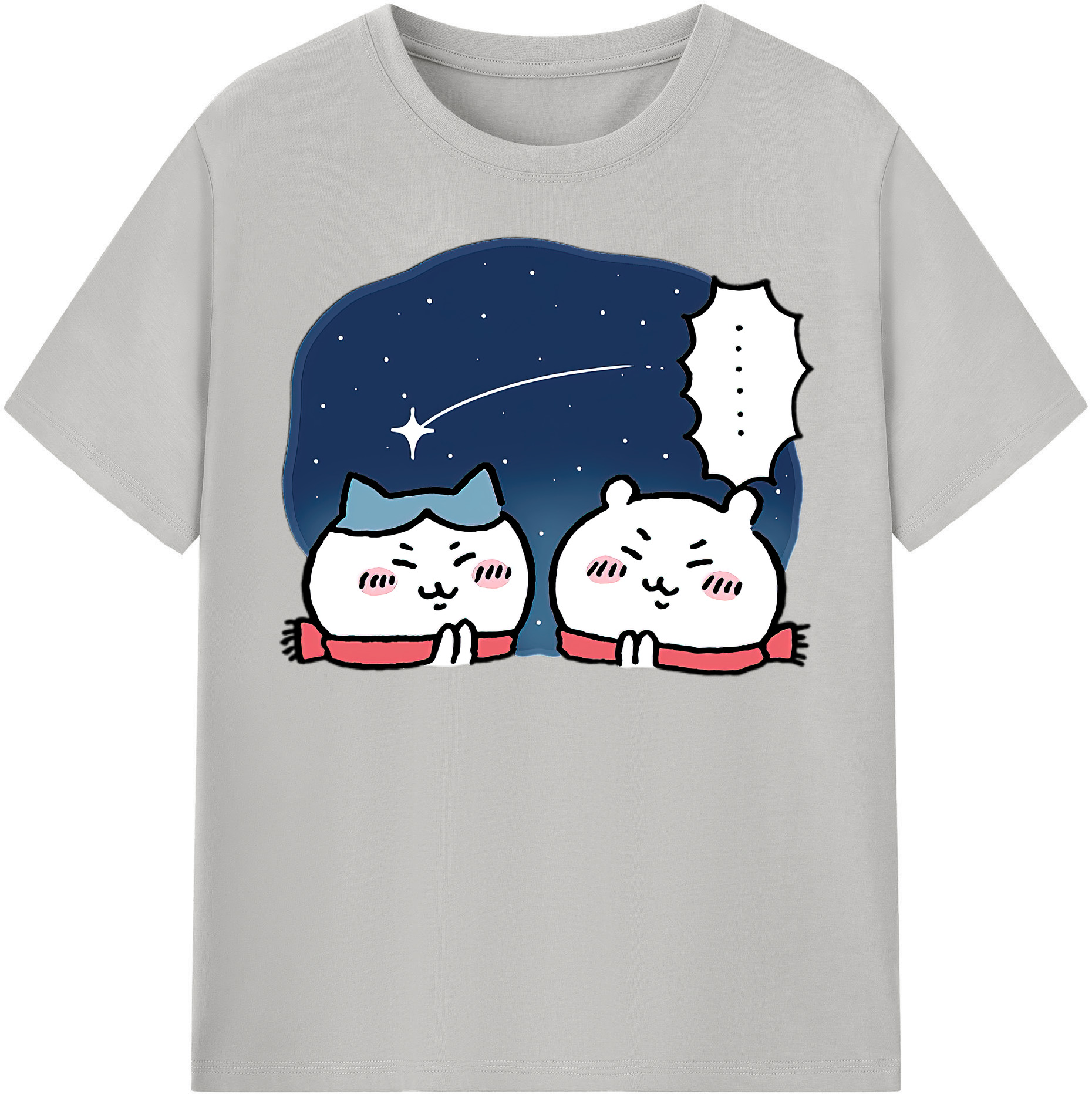 （画像用） ちいかわ ハチワレ Chii-kawa hachiware 綿100％半袖Tシャツ（フロントプリント）