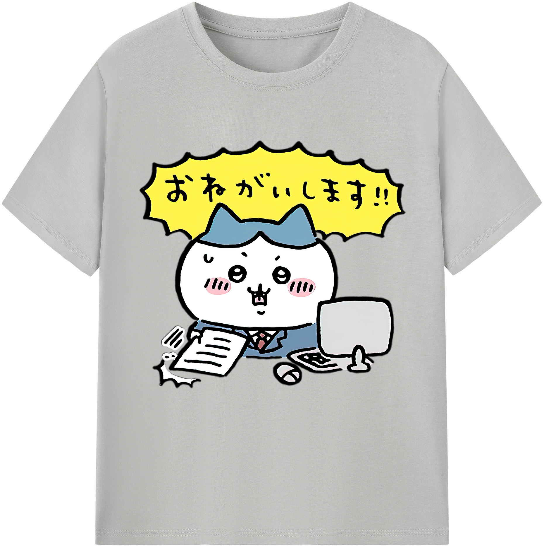 （画像用） ちいかわ ハチワレ Chii-kawa hachiware 綿100％半袖Tシャツ（フロントプリント）