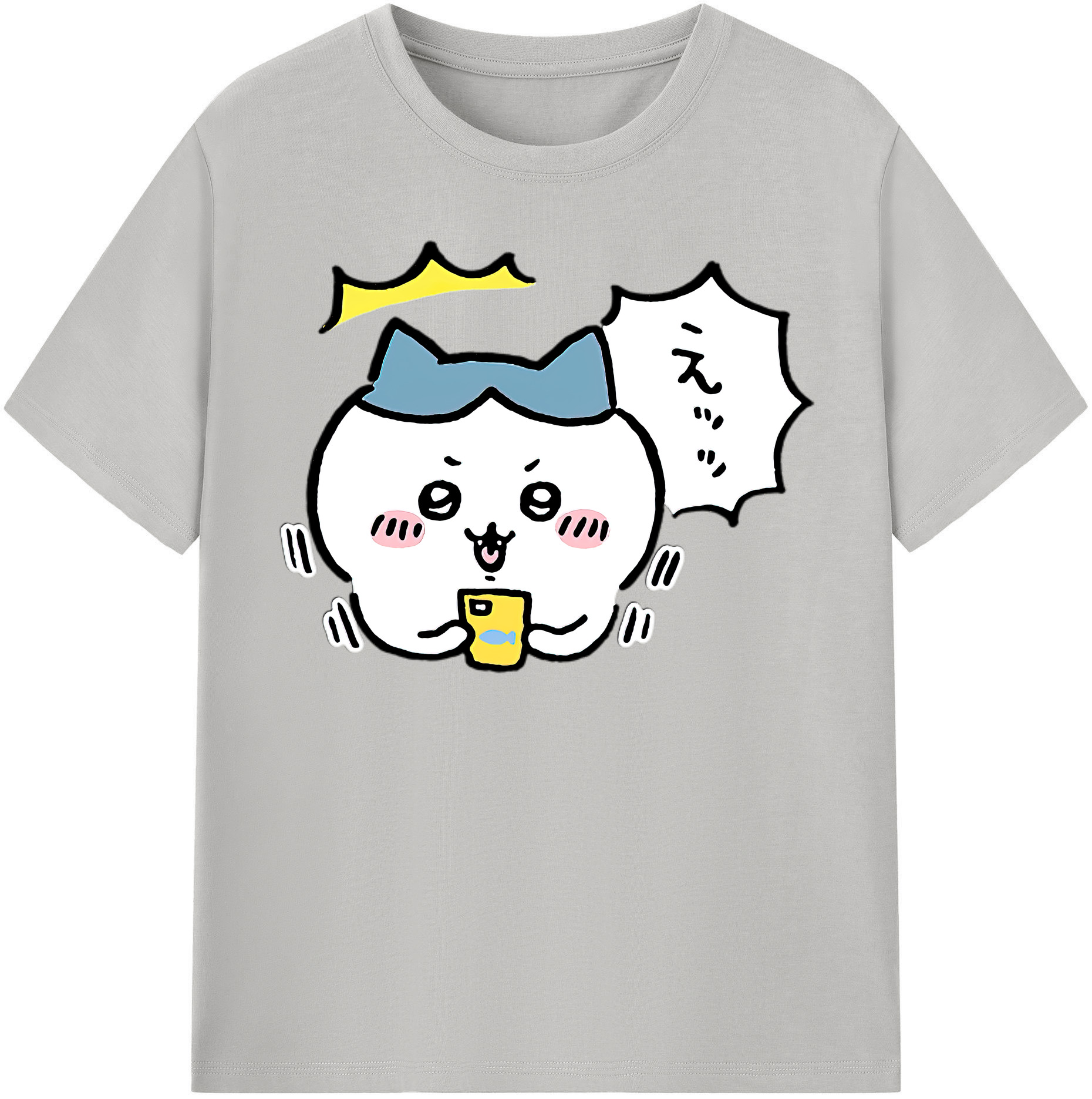 （画像用） ちいかわ ハチワレ Chii-kawa hachiware 綿100％半袖Tシャツ（フロントプリント）