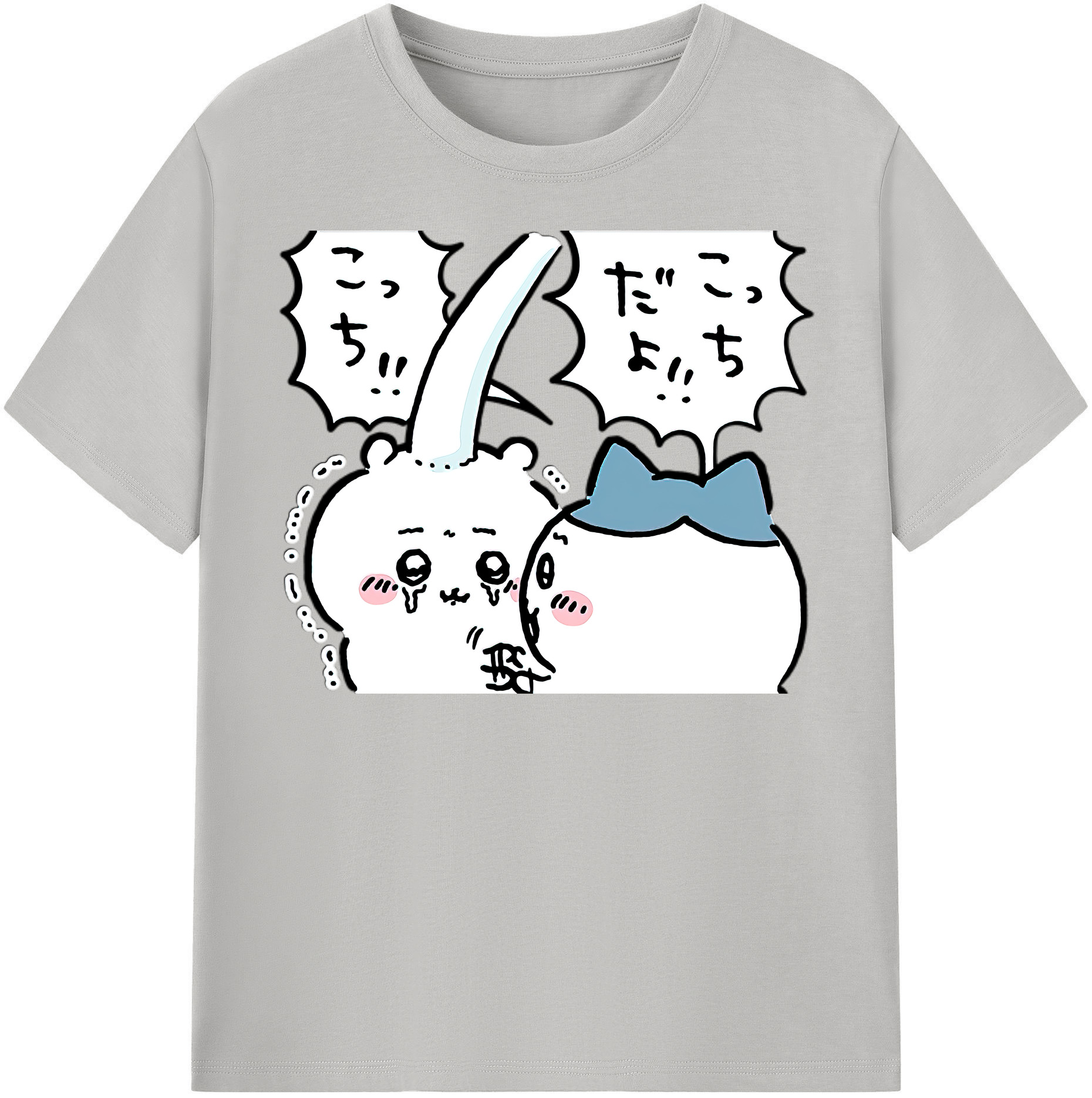 （画像用） ちいかわ ハチワレ Chii-kawa hachiware 綿100％半袖Tシャツ（フロントプリント）