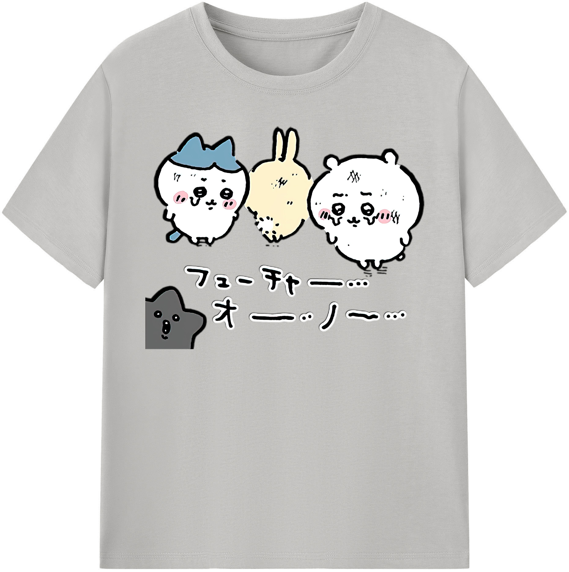 （画像用） ちいかわ ハチワレ Chii-kawa hachiware 綿100％半袖Tシャツ（フロントプリント）