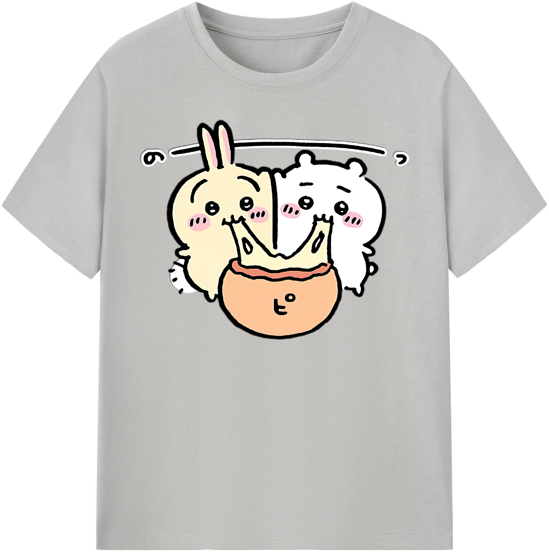 （画像用） ちいかわ うさぎ Chii-kawa usagi 綿100％半袖Tシャツ（フロントプリント）