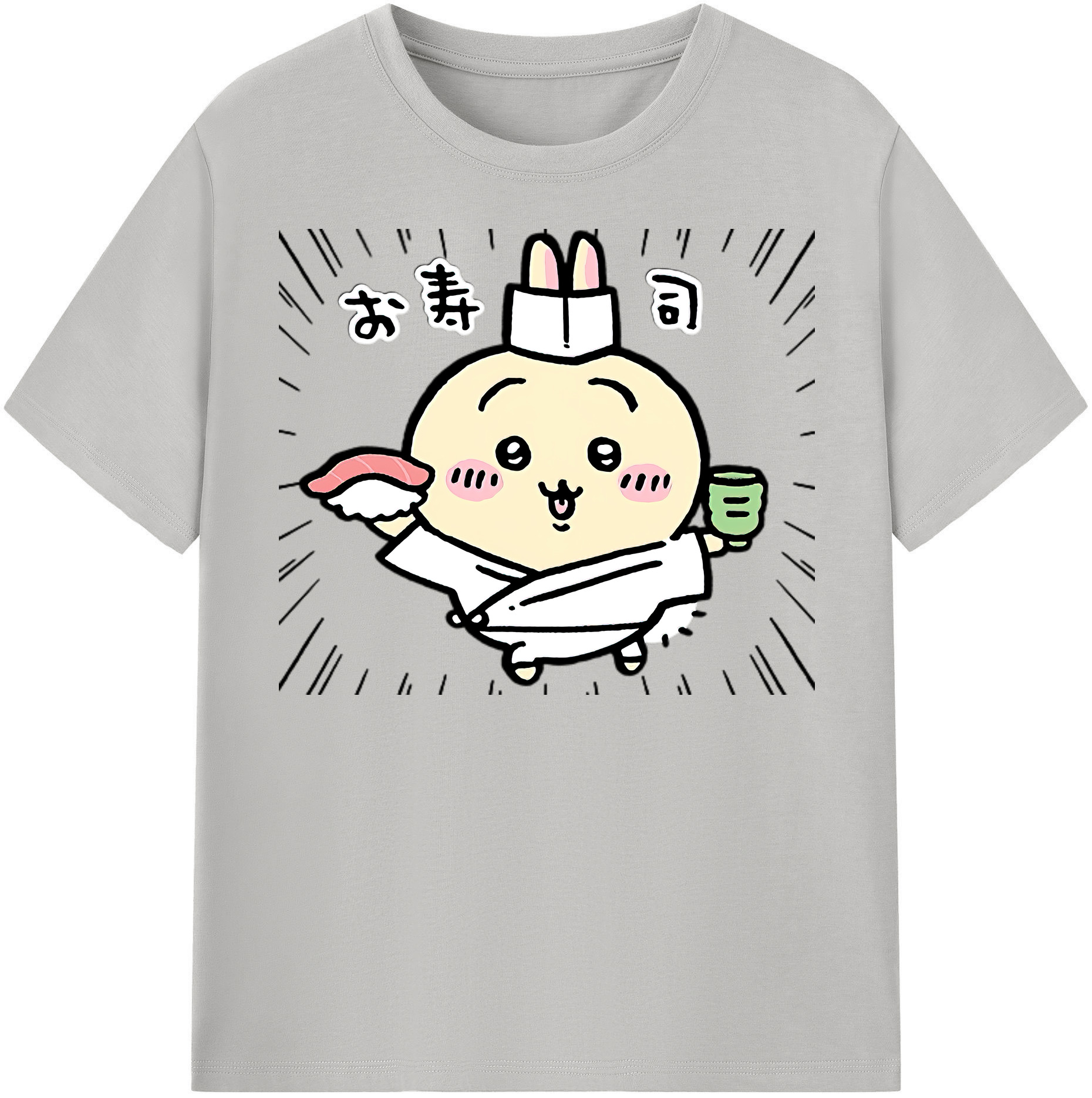 （画像用） ちいかわ うさぎ Chii-kawa usagi 綿100％半袖Tシャツ（フロントプリント）