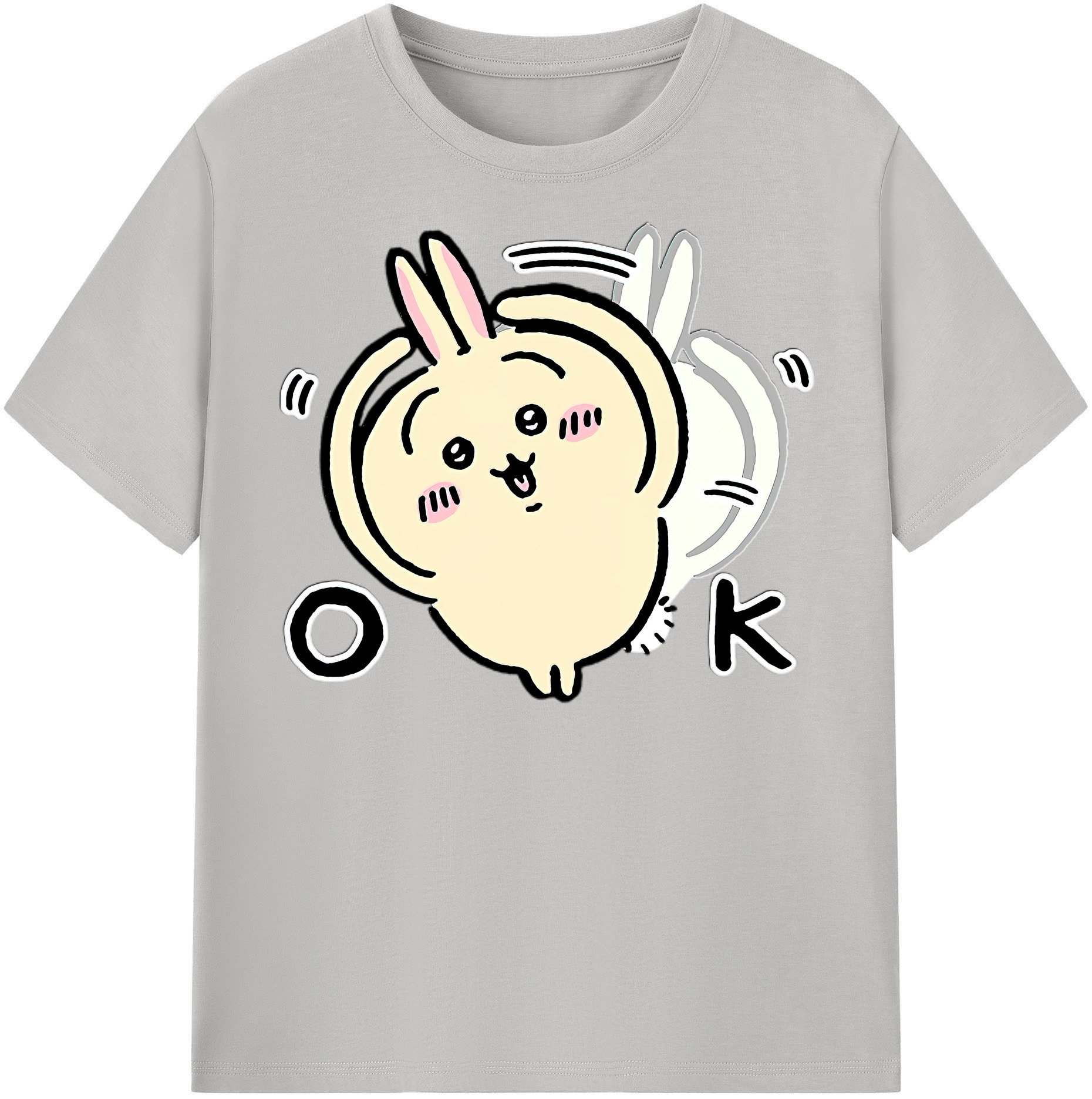 （画像用） ちいかわ うさぎ Chii-kawa usagi 綿100％半袖Tシャツ（フロントプリント）
