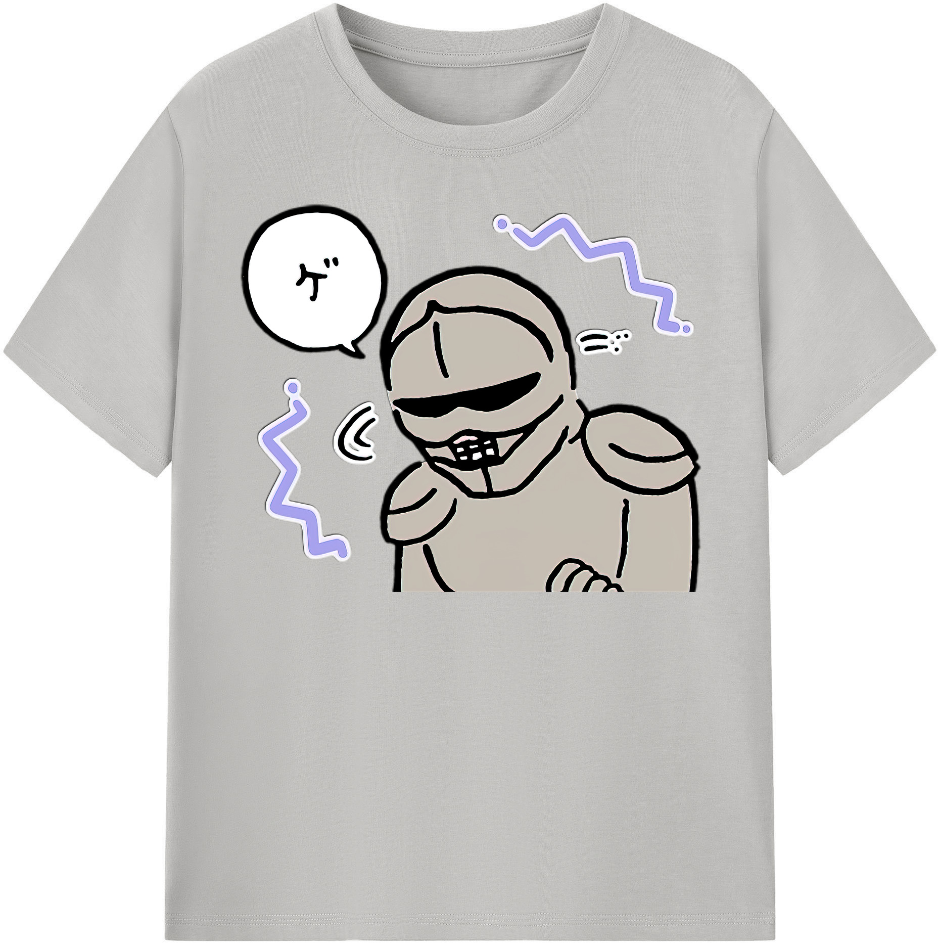 （画像用） ちいかわ 労働の鎧さん Chii-kawa Mr. Armor of Labor 綿100％半袖Tシャツ（フロントプリント）
