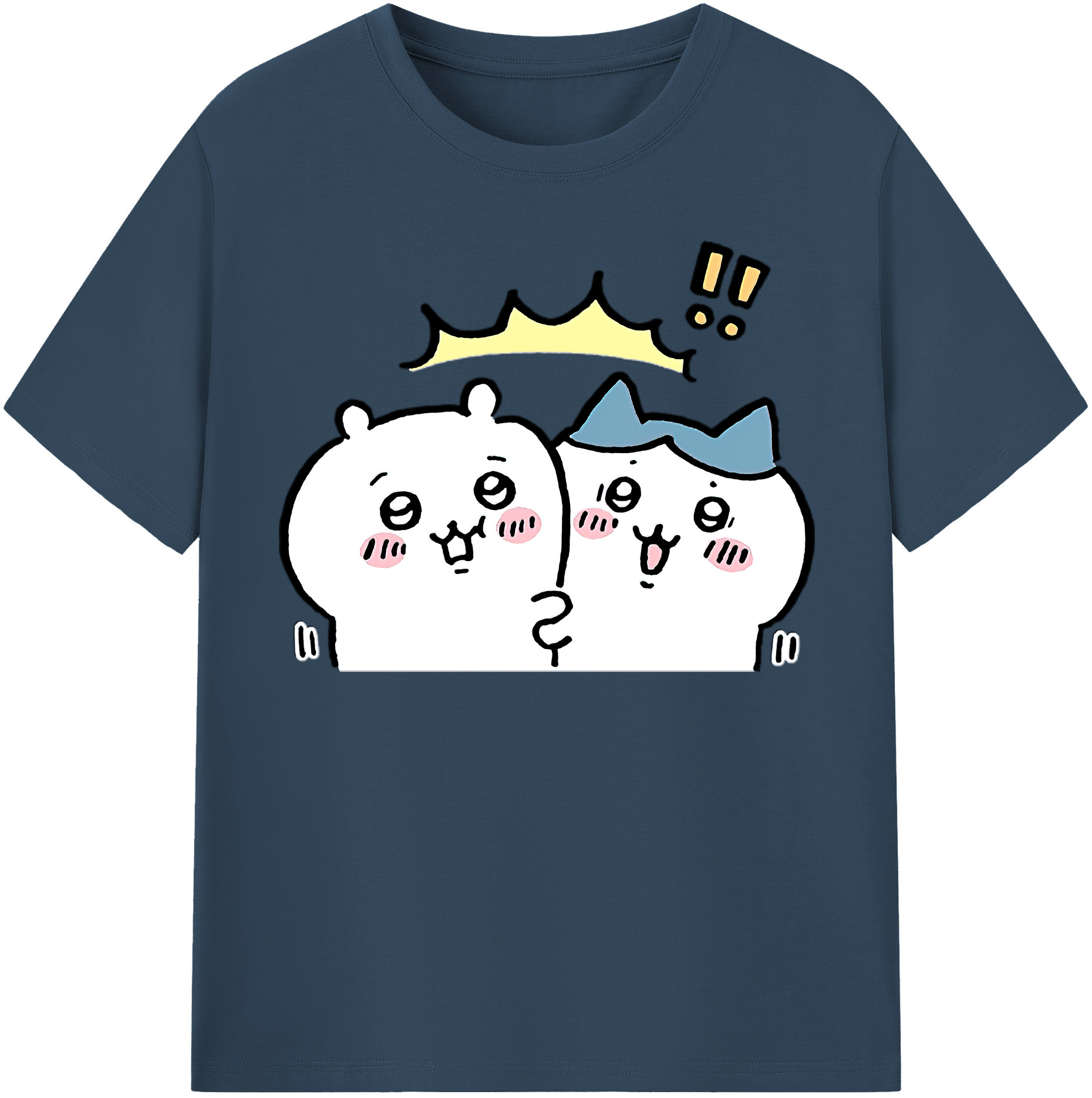 （画像用） ちいかわ ハチワレ Chii-kawa hachiware 綿100％半袖Tシャツ（フロントプリント）
