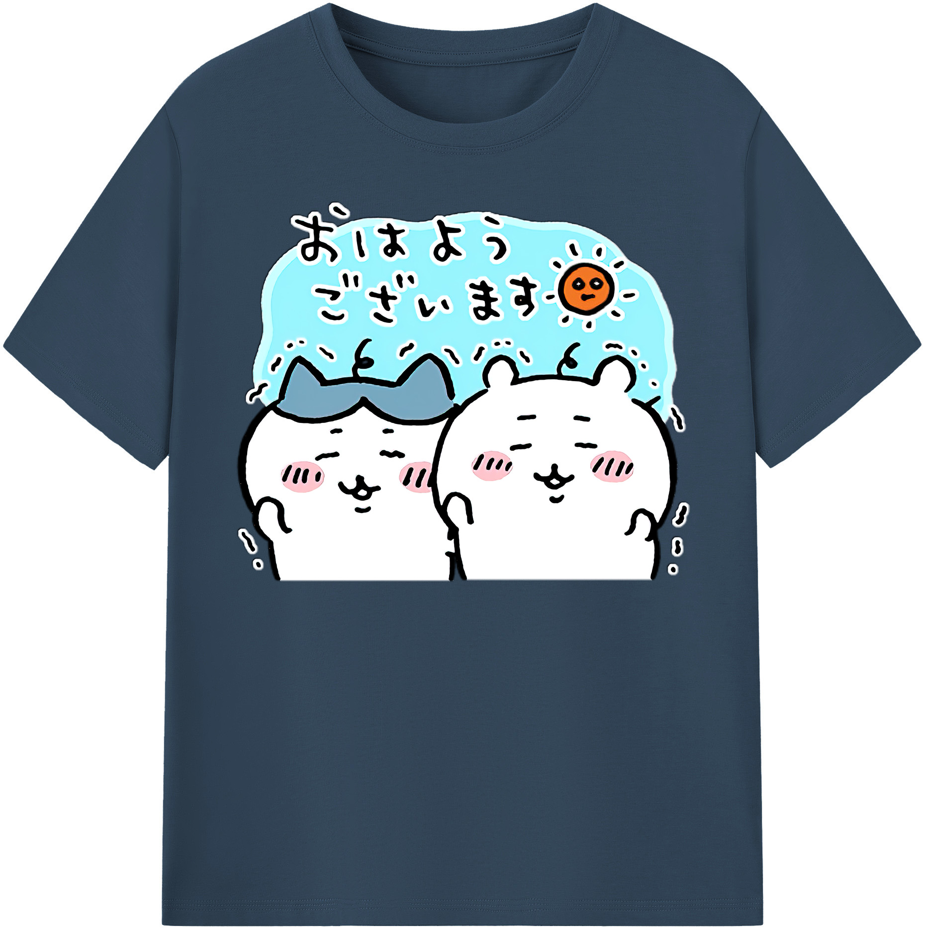 （画像用） ちいかわ ハチワレ Chii-kawa hachiware 綿100％半袖Tシャツ（フロントプリント）