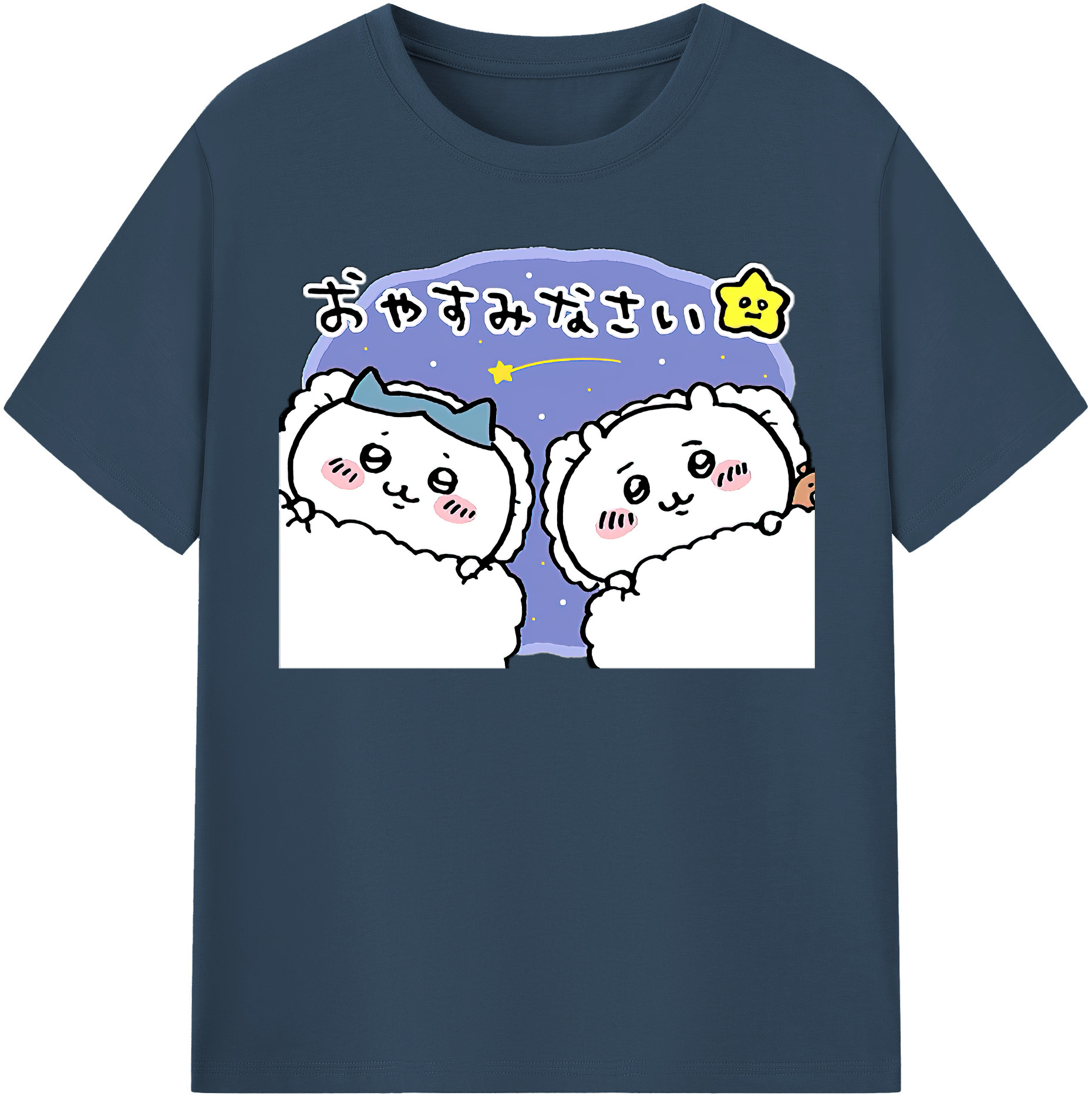 （画像用） ちいかわ ハチワレ Chii-kawa hachiware 綿100％半袖Tシャツ（フロントプリント）