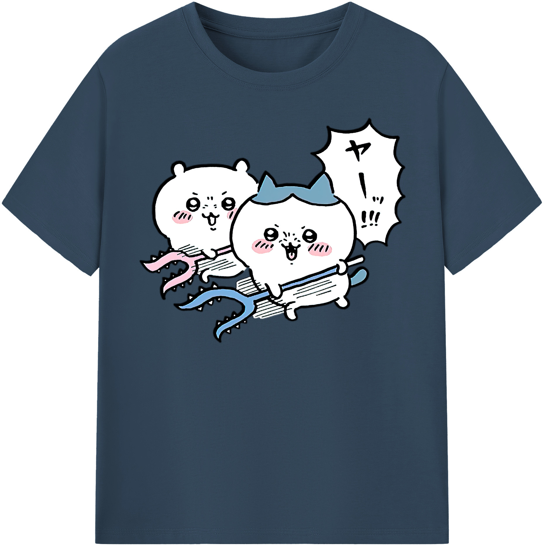 （画像用） ちいかわ ハチワレ Chii-kawa hachiware 綿100％半袖Tシャツ（フロントプリント）