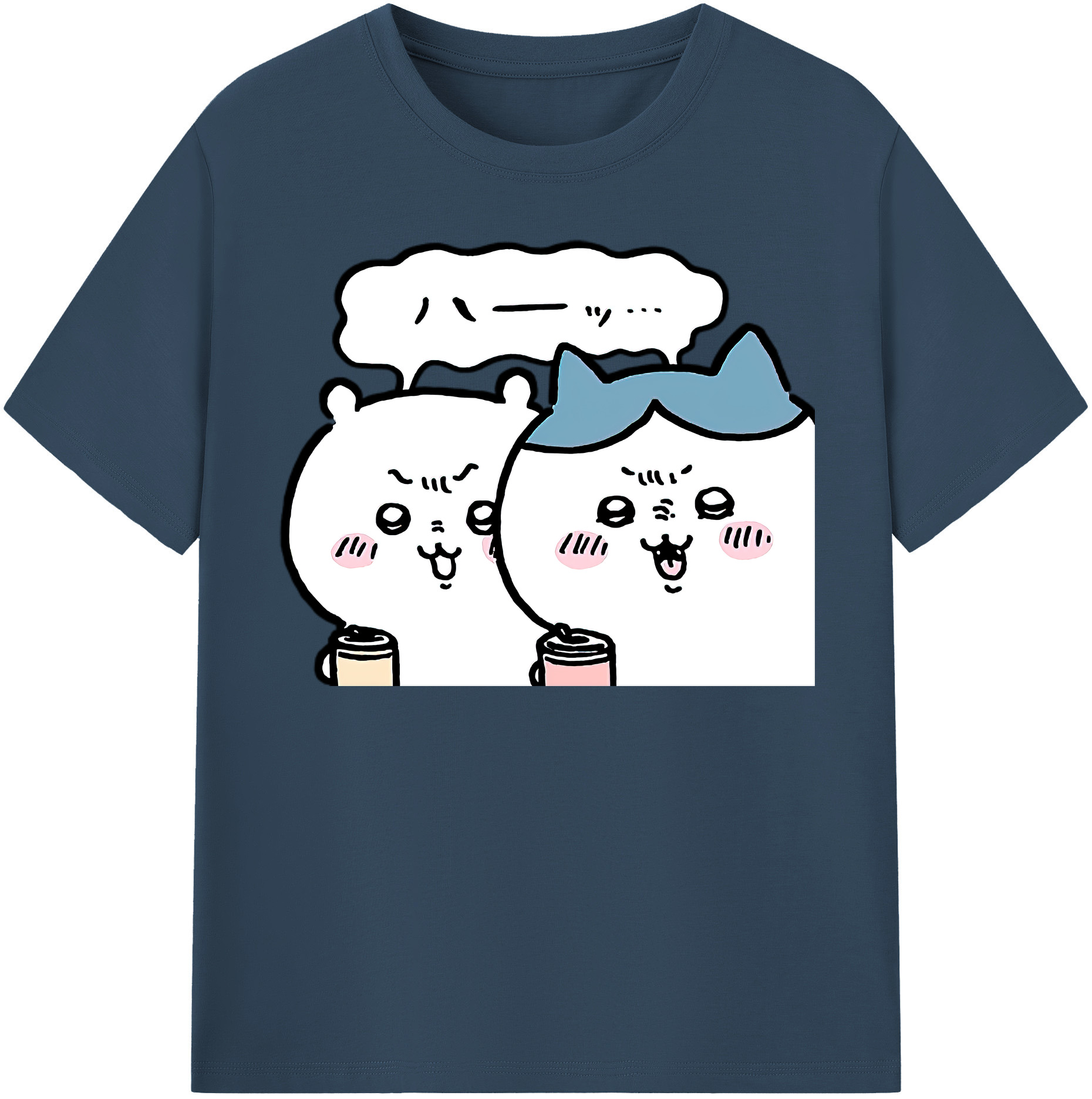 （画像用） ちいかわ ハチワレ Chii-kawa hachiware 綿100％半袖Tシャツ（フロントプリント）