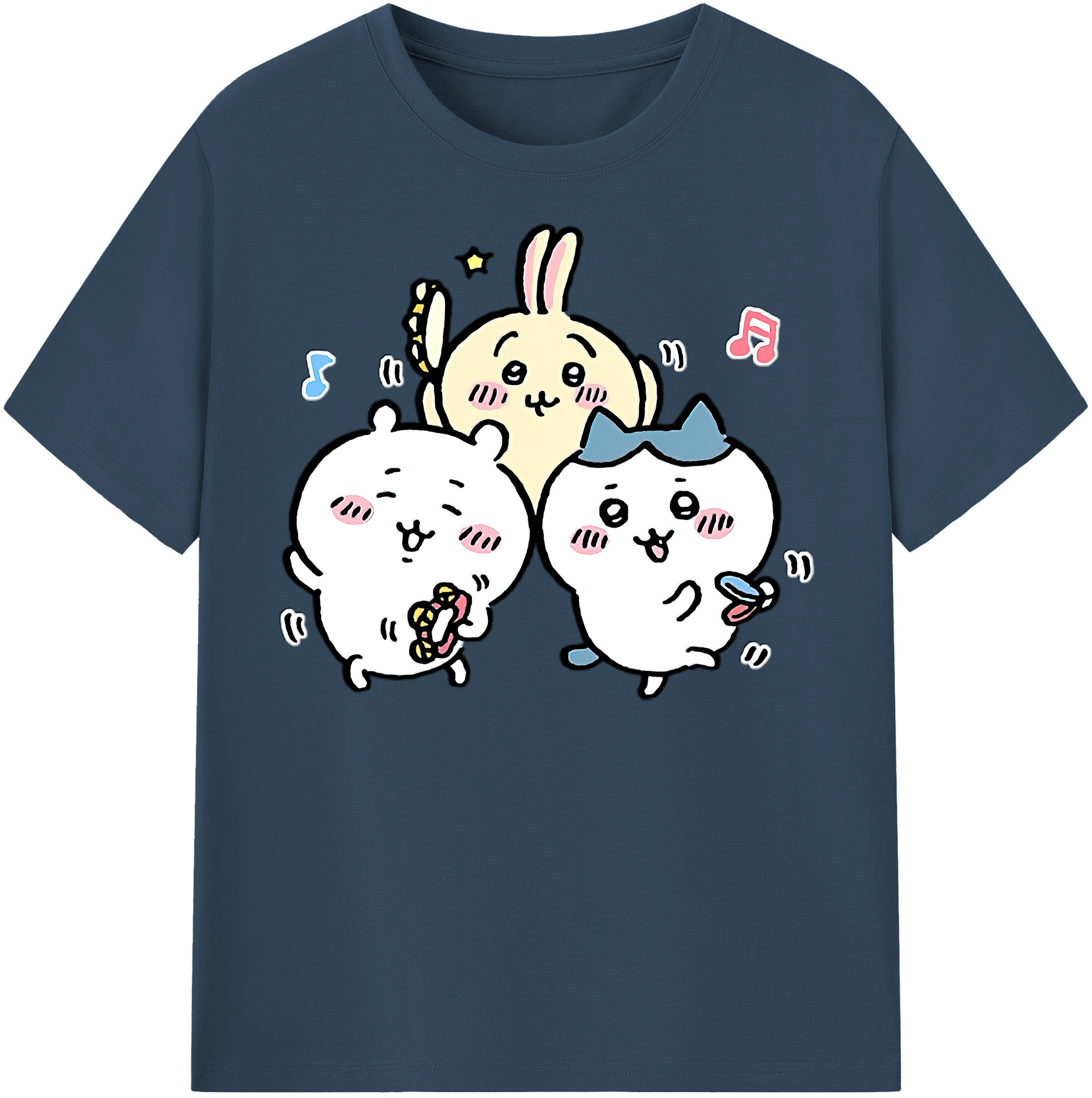 （画像用） ちいかわ ハチワレ Chii-kawa hachiware 綿100％半袖Tシャツ（フロントプリント）