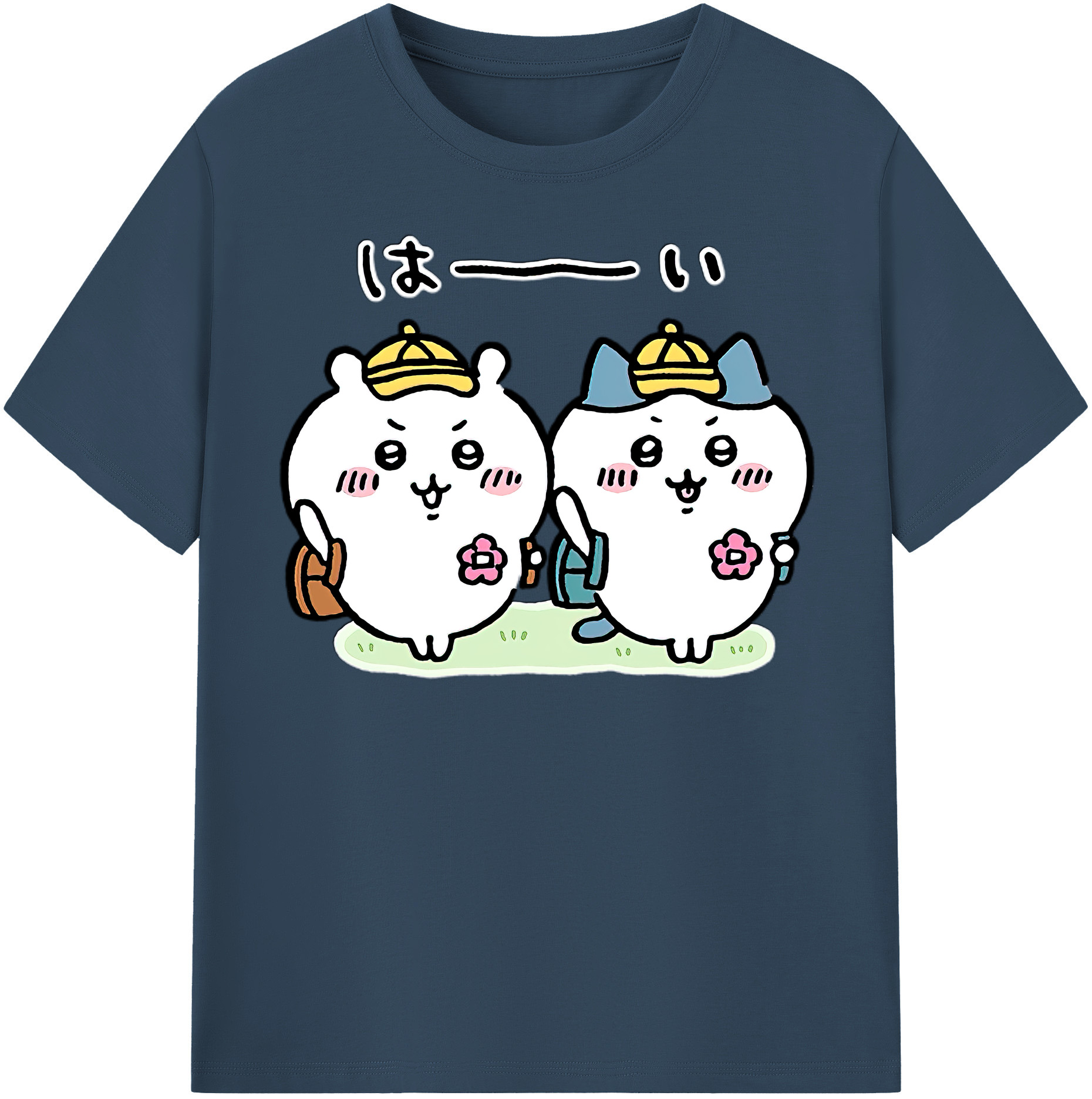 （画像用） ちいかわ ハチワレ Chii-kawa hachiware 綿100％半袖Tシャツ（フロントプリント）