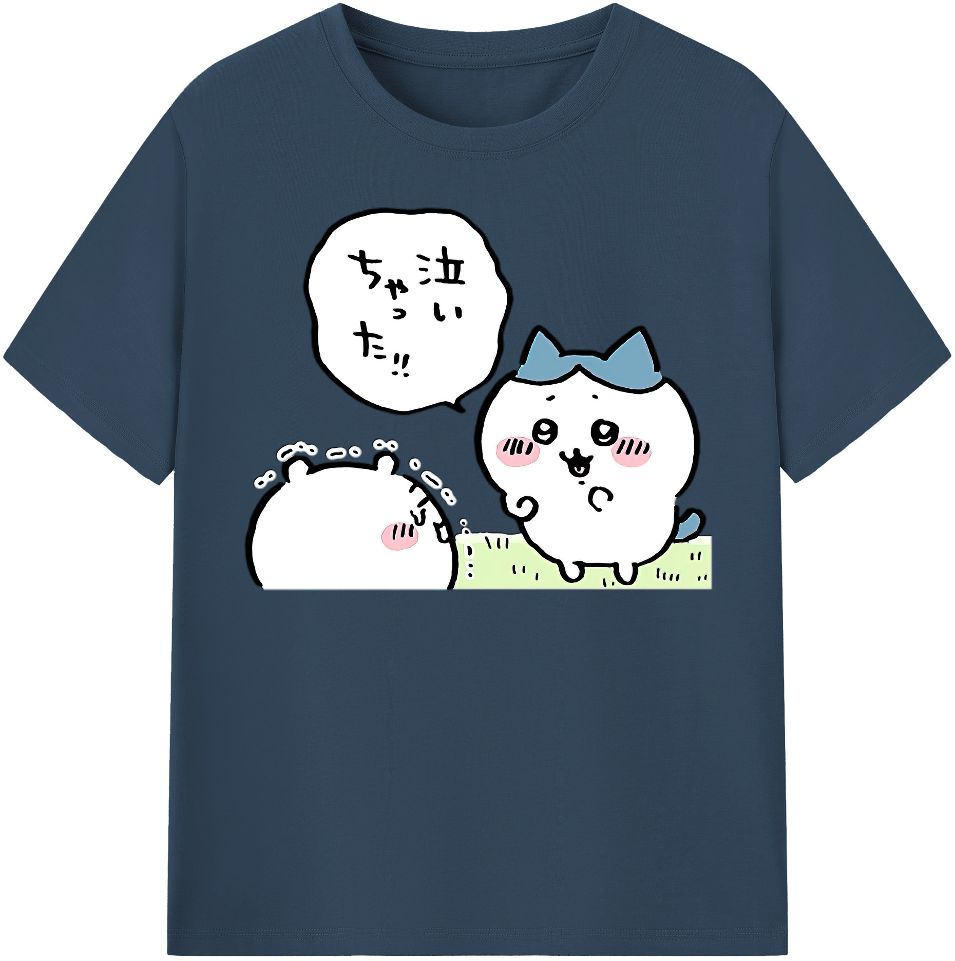 （画像用） ちいかわ ハチワレ Chii-kawa hachiware 綿100％半袖Tシャツ（フロントプリント）