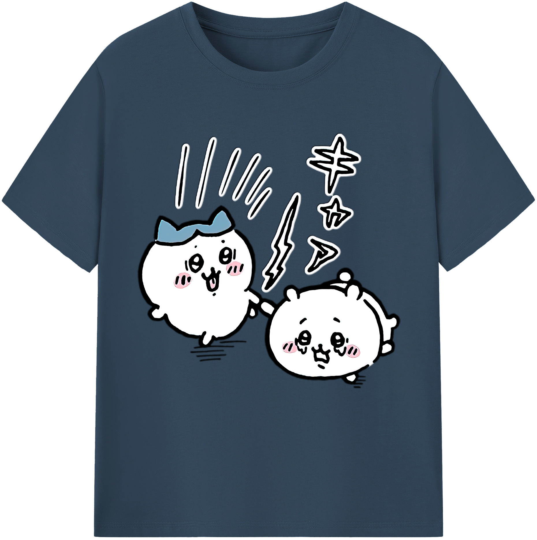（画像用） ちいかわ ハチワレ Chii-kawa hachiware 綿100％半袖Tシャツ（フロントプリント）