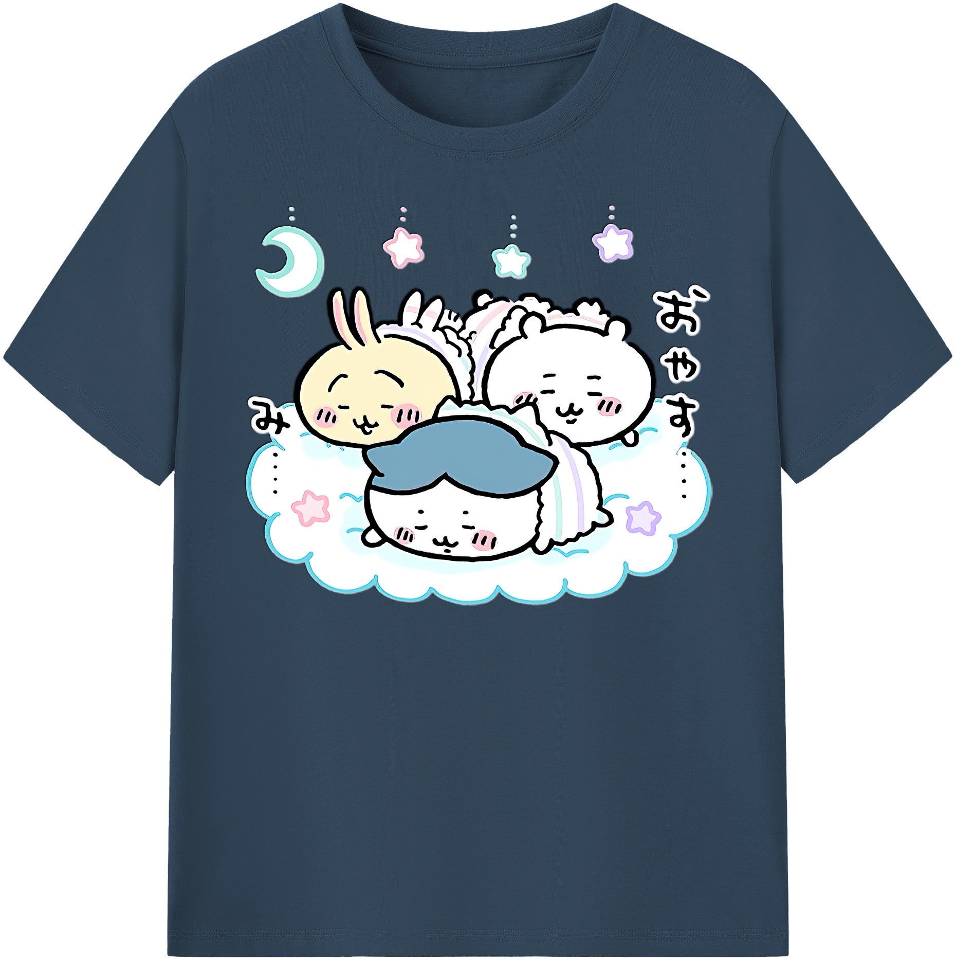 （画像用） ちいかわ ハチワレ Chii-kawa hachiware 綿100％半袖Tシャツ（フロントプリント）