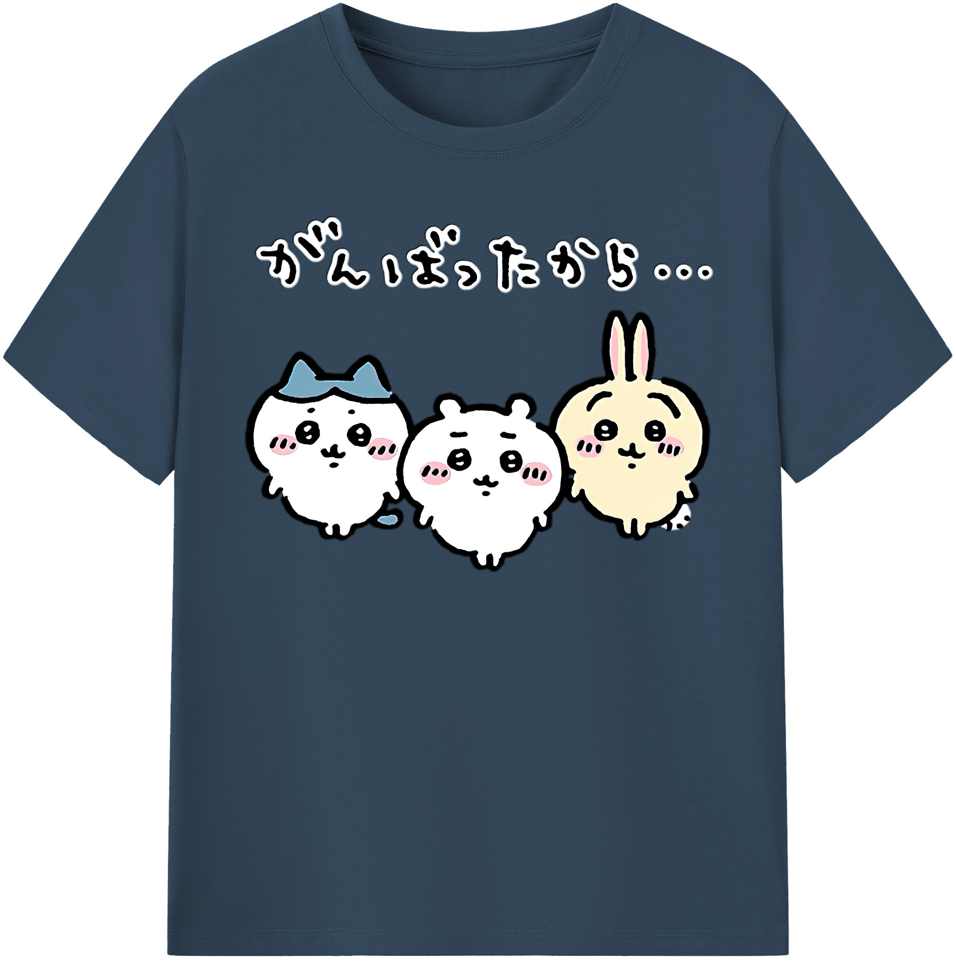 （画像用） ちいかわ ハチワレ Chii-kawa hachiware 綿100％半袖Tシャツ（フロントプリント）