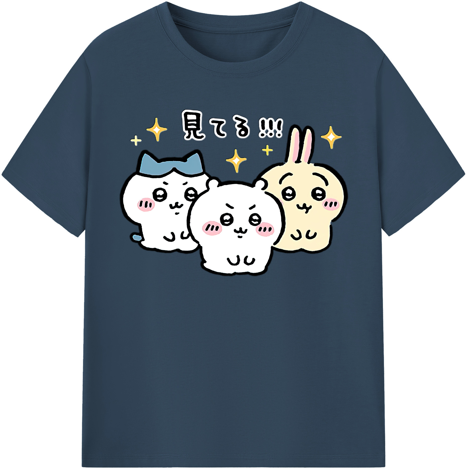 （画像用） ちいかわ ハチワレ Chii-kawa hachiware 綿100％半袖Tシャツ（フロントプリント）