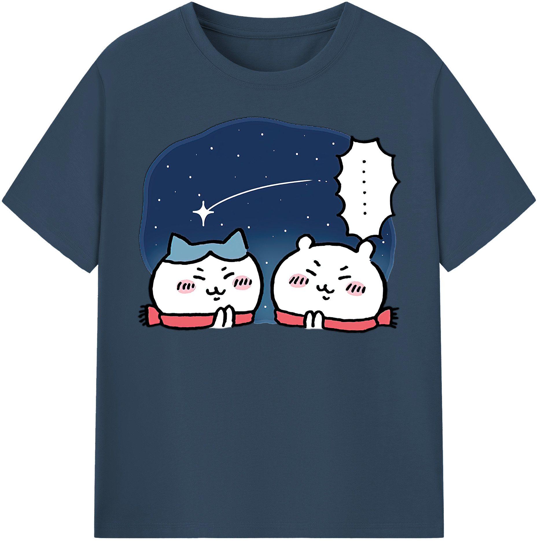 （画像用） ちいかわ ハチワレ Chii-kawa hachiware 綿100％半袖Tシャツ（フロントプリント）