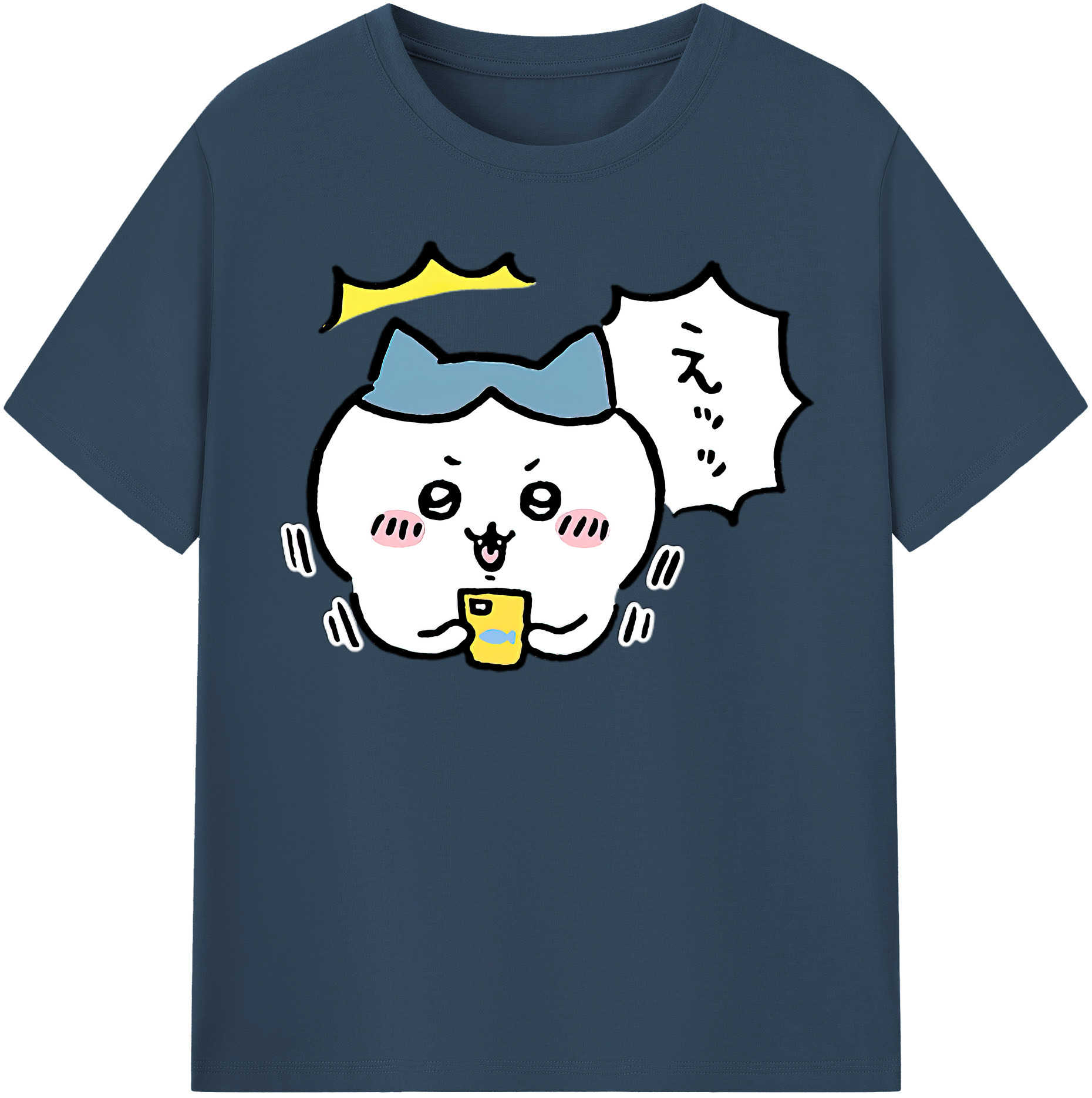 （画像用） ちいかわ ハチワレ Chii-kawa hachiware 綿100％半袖Tシャツ（フロントプリント）