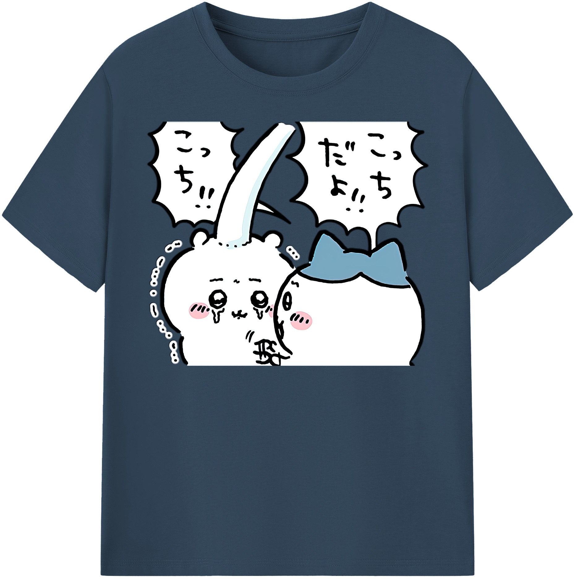 （画像用） ちいかわ ハチワレ Chii-kawa hachiware 綿100％半袖Tシャツ（フロントプリント）