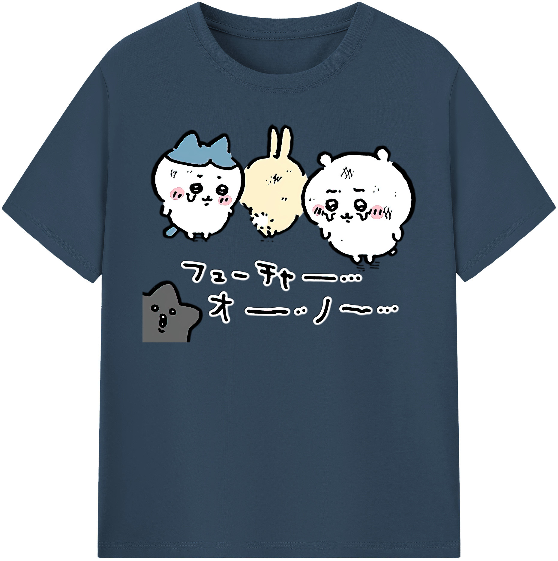 （画像用） ちいかわ ハチワレ Chii-kawa hachiware 綿100％半袖Tシャツ（フロントプリント）