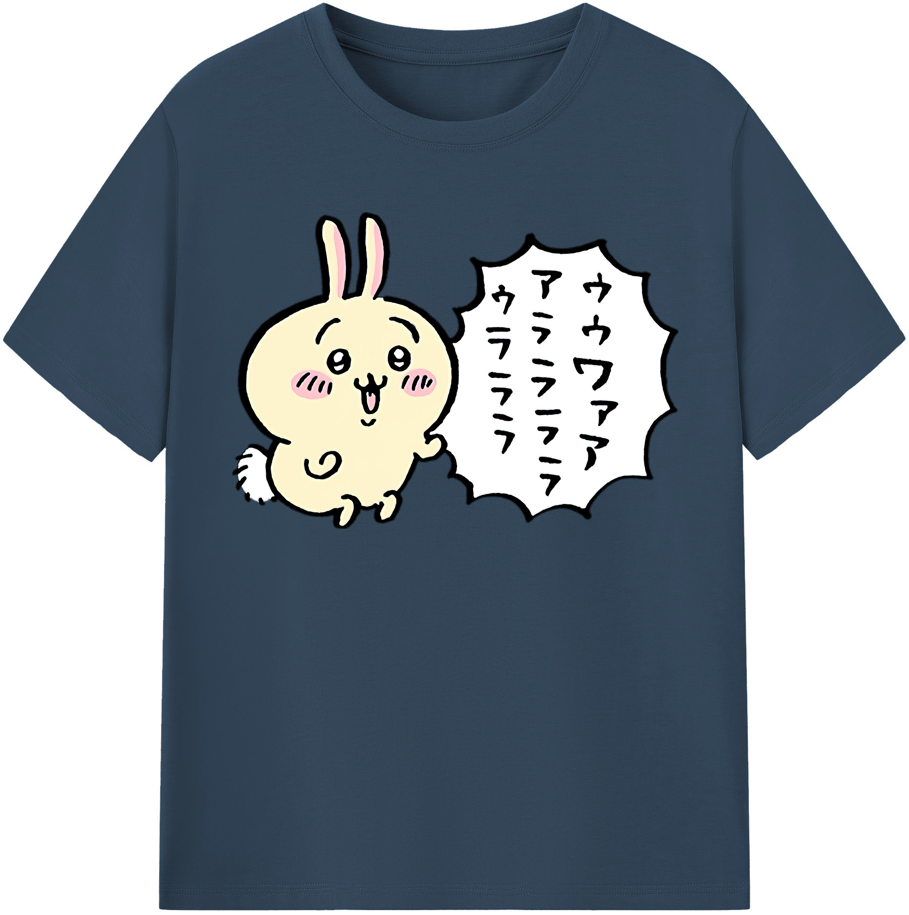 （画像用） ちいかわ うさぎ Chii-kawa usagi 綿100％半袖Tシャツ（フロントプリント）