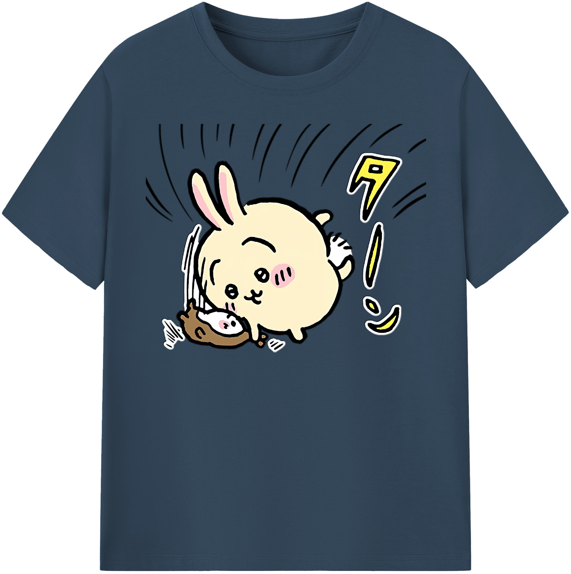 （画像用） ちいかわ うさぎ Chii-kawa usagi 綿100％半袖Tシャツ（フロントプリント）