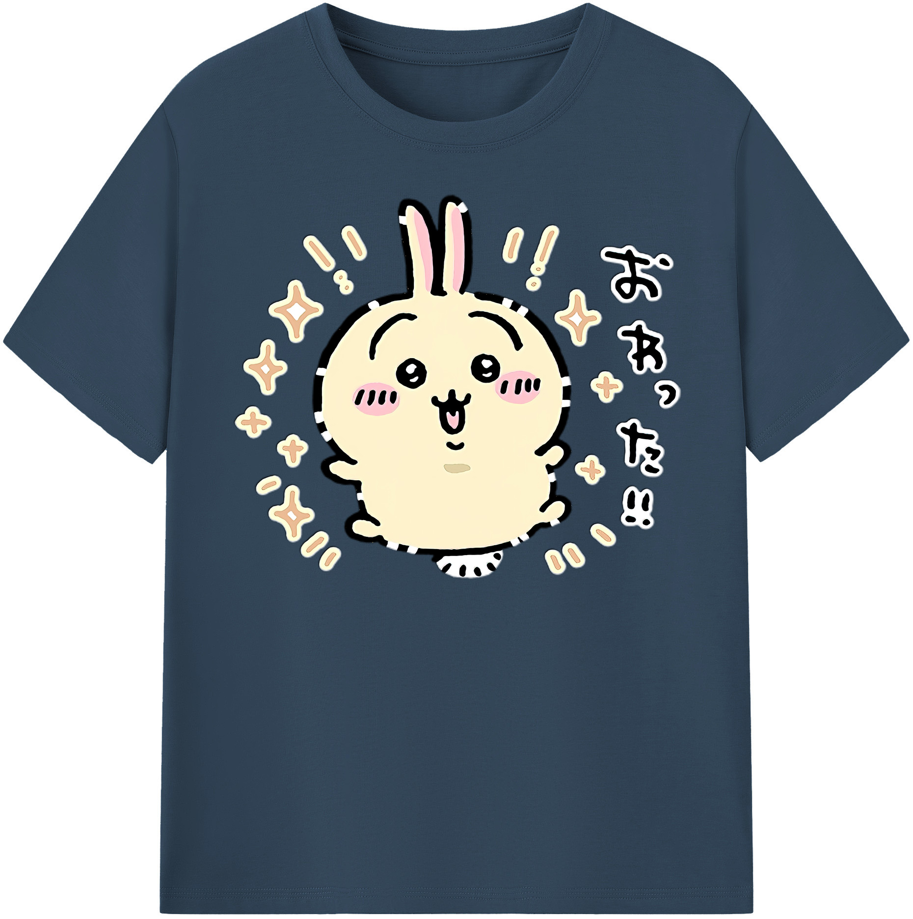 （画像用） ちいかわ うさぎ Chii-kawa usagi 綿100％半袖Tシャツ（フロントプリント）