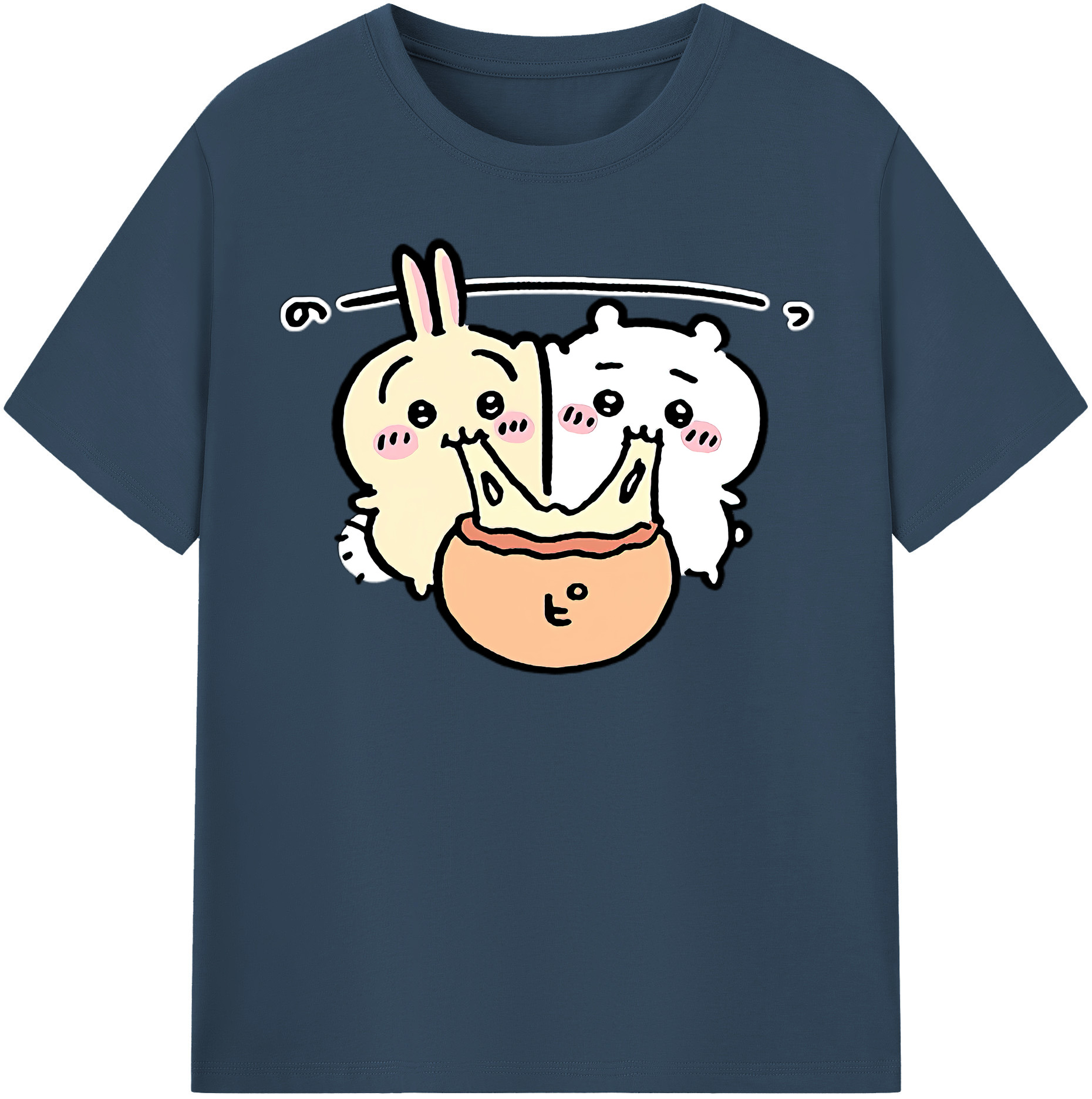 （画像用） ちいかわ うさぎ Chii-kawa usagi 綿100％半袖Tシャツ（フロントプリント）