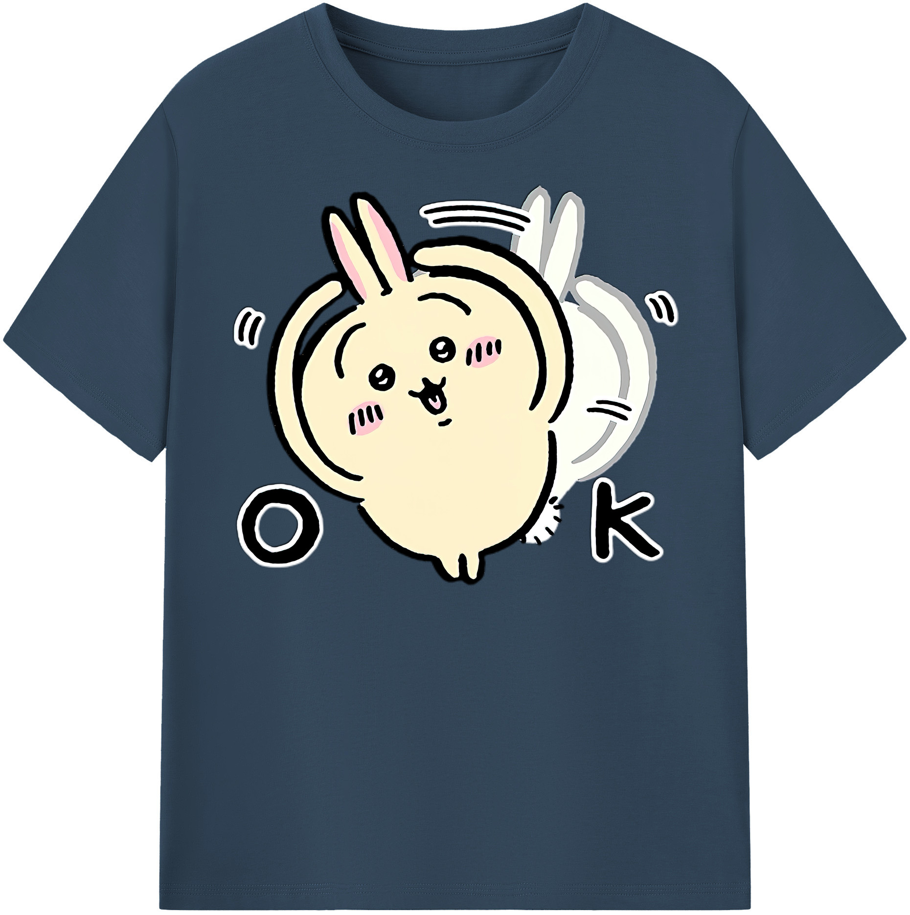 （画像用） ちいかわ うさぎ Chii-kawa usagi 綿100％半袖Tシャツ（フロントプリント）
