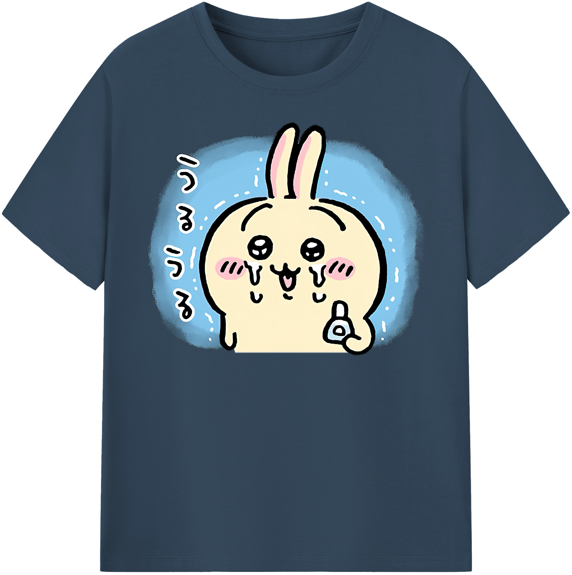 （画像用） ちいかわ うさぎ Chii-kawa usagi 綿100％半袖Tシャツ（フロントプリント）