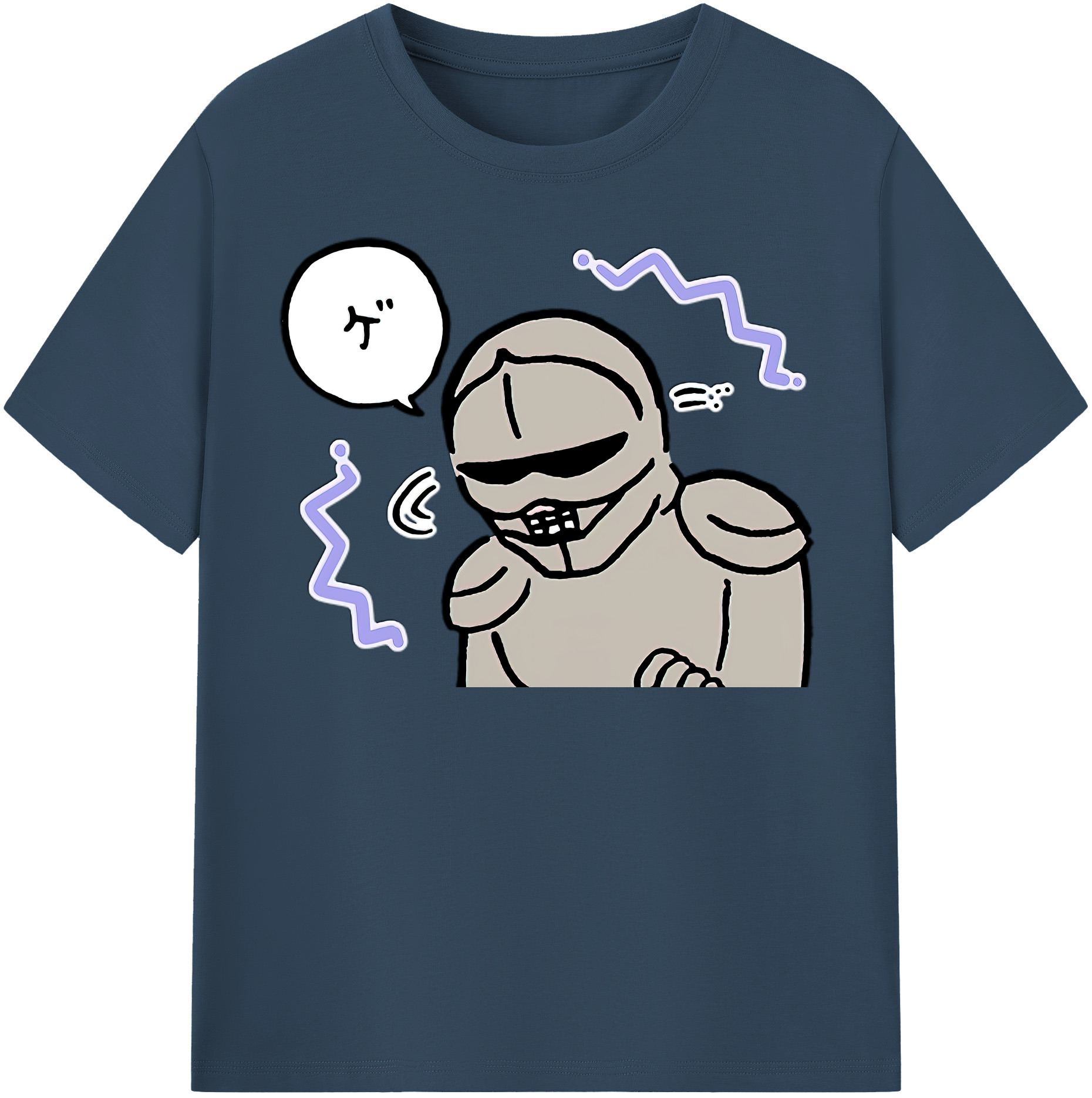 （画像用） ちいかわ 労働の鎧さん Chii-kawa Mr. Armor of Labor 綿100％半袖Tシャツ（フロントプリント）