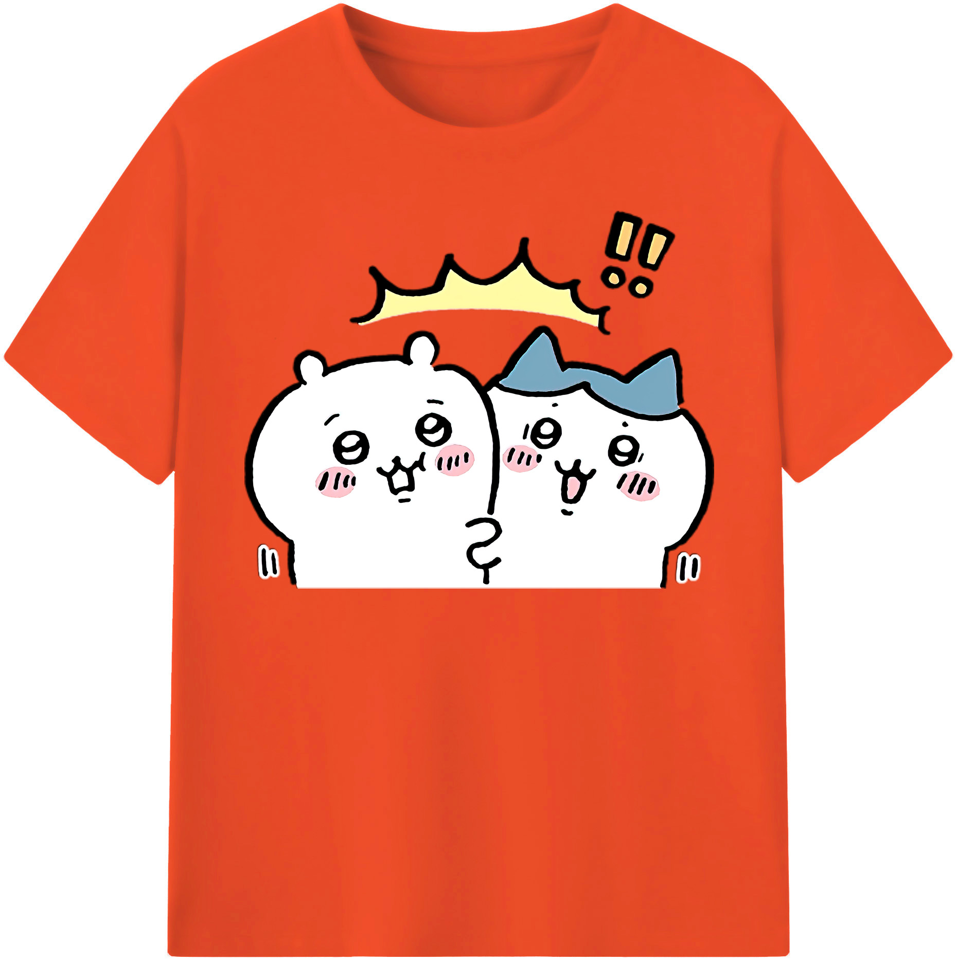 （画像用） ちいかわ ハチワレ Chii-kawa hachiware 綿100％半袖Tシャツ（フロントプリント）