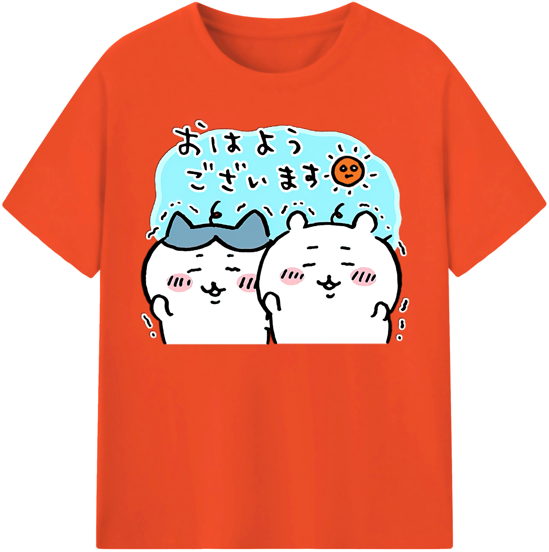 （画像用） ちいかわ ハチワレ Chii-kawa hachiware 綿100％半袖Tシャツ（フロントプリント）