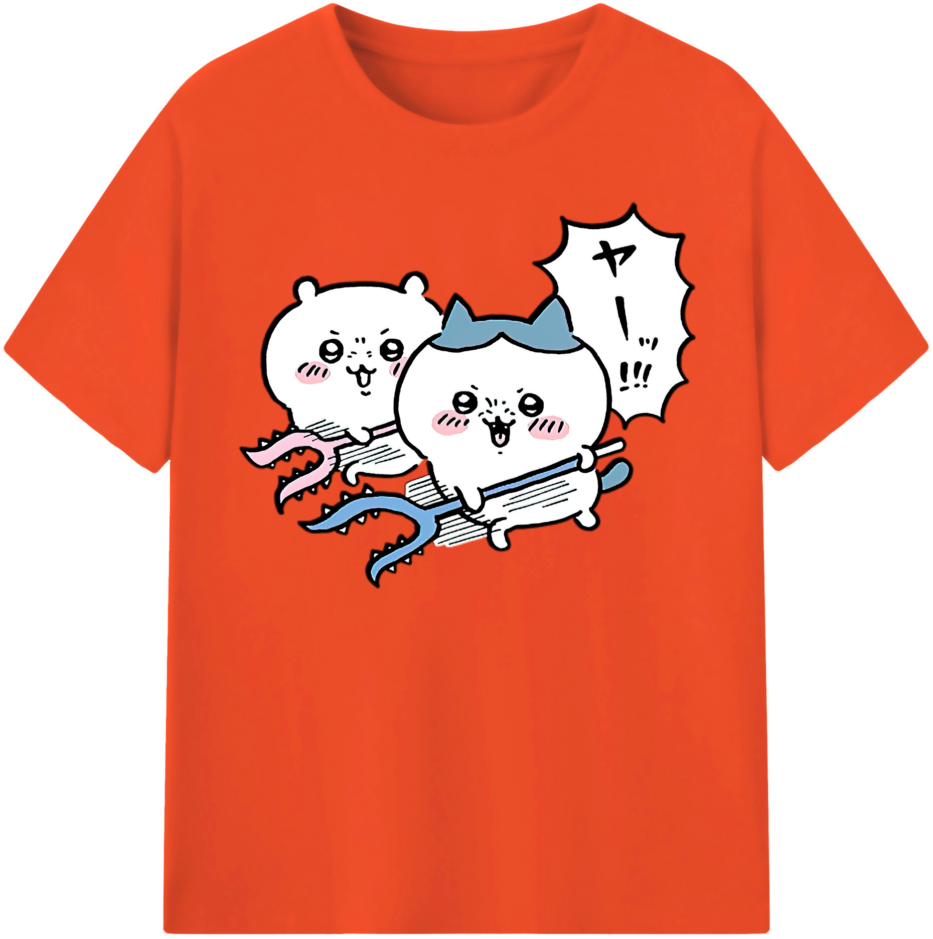 （画像用） ちいかわ ハチワレ Chii-kawa hachiware 綿100％半袖Tシャツ（フロントプリント）
