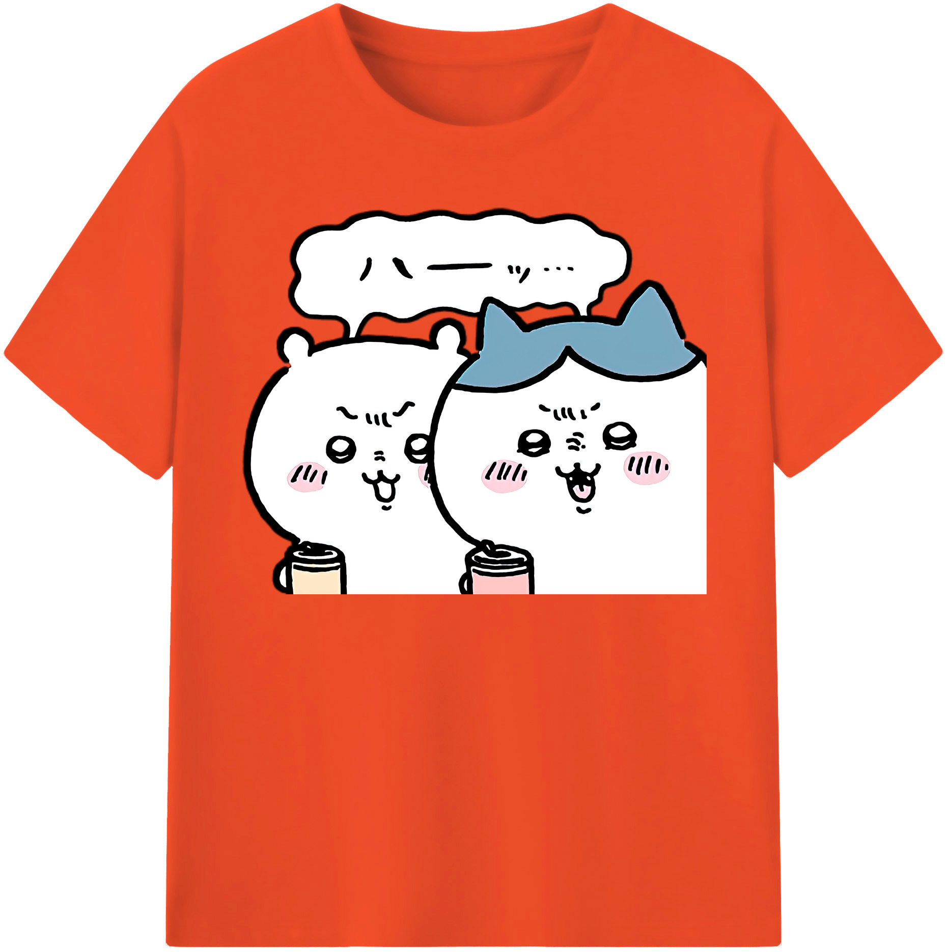 （画像用） ちいかわ ハチワレ Chii-kawa hachiware 綿100％半袖Tシャツ（フロントプリント）