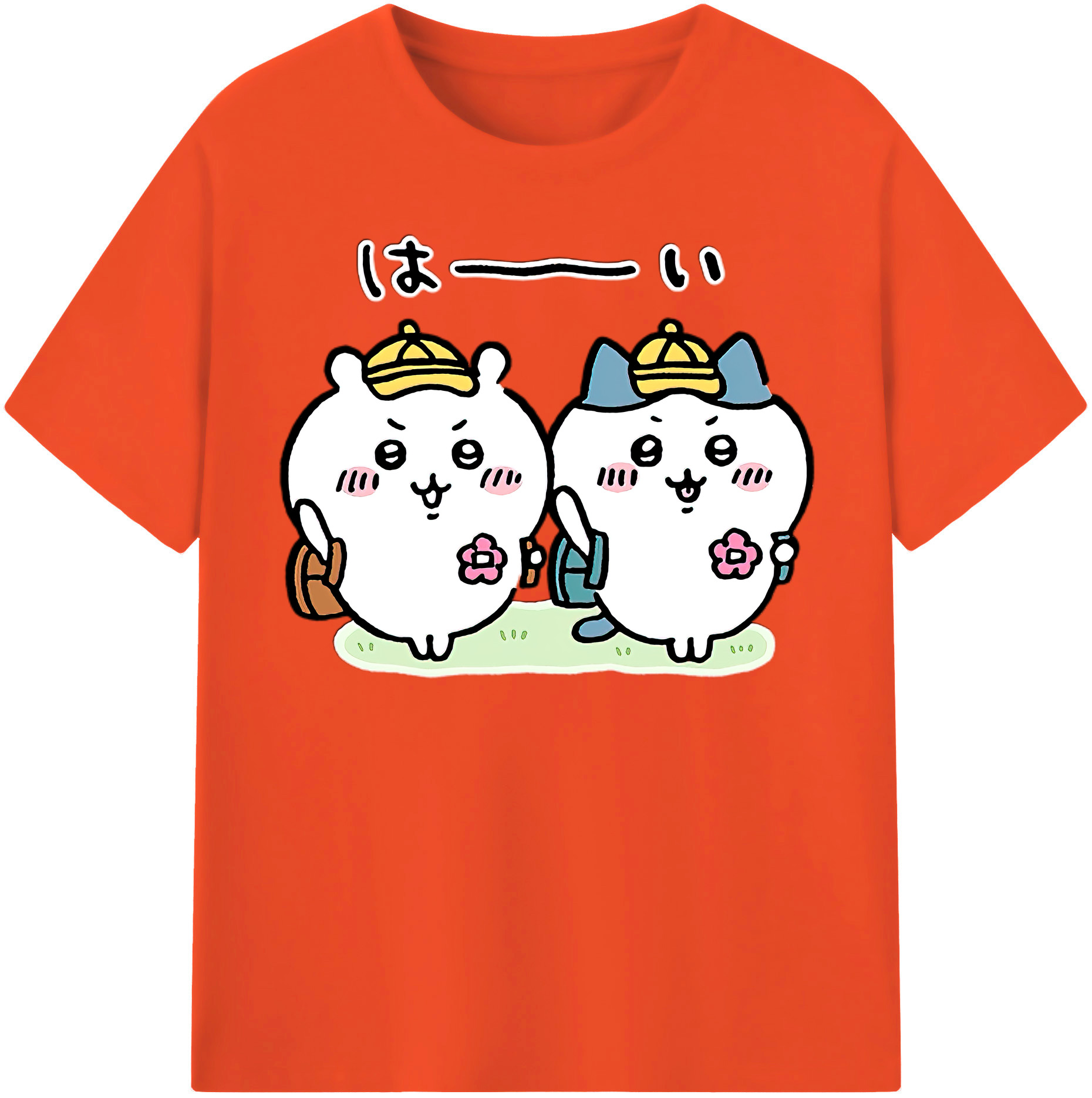 （画像用） ちいかわ ハチワレ Chii-kawa hachiware 綿100％半袖Tシャツ（フロントプリント）