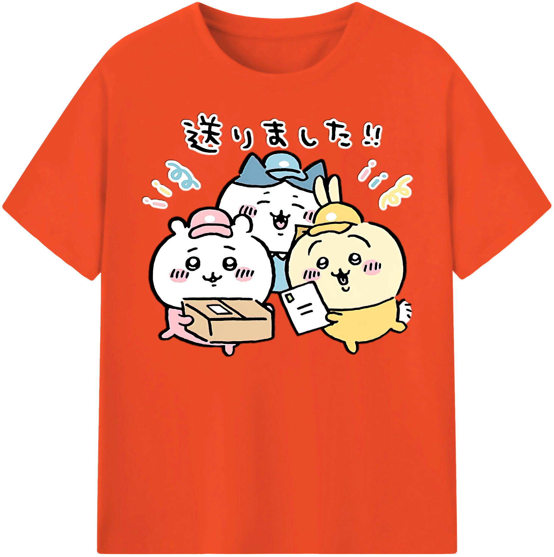 （画像用） ちいかわ ハチワレ Chii-kawa hachiware 綿100％半袖Tシャツ（フロントプリント）