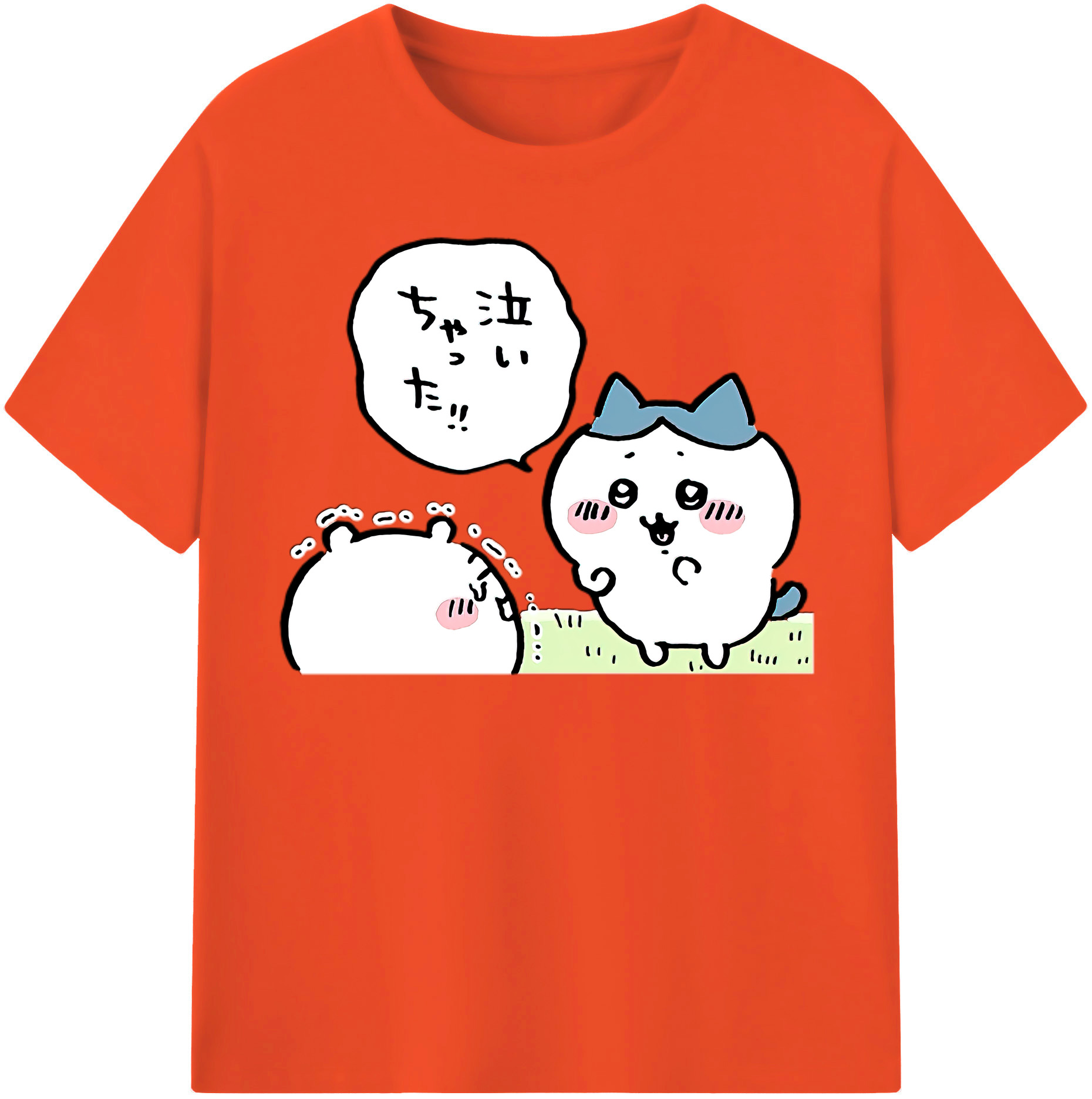 （画像用） ちいかわ ハチワレ Chii-kawa hachiware 綿100％半袖Tシャツ（フロントプリント）