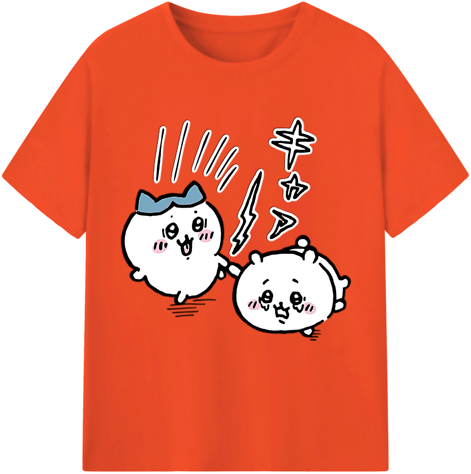 （画像用） ちいかわ ハチワレ Chii-kawa hachiware 綿100％半袖Tシャツ（フロントプリント）