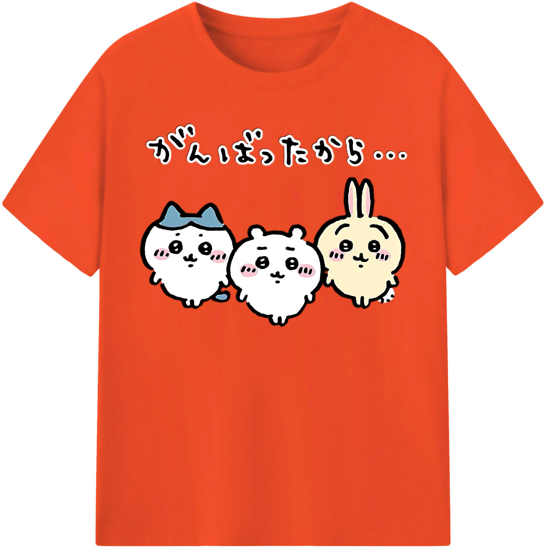 （画像用） ちいかわ ハチワレ Chii-kawa hachiware 綿100％半袖Tシャツ（フロントプリント）