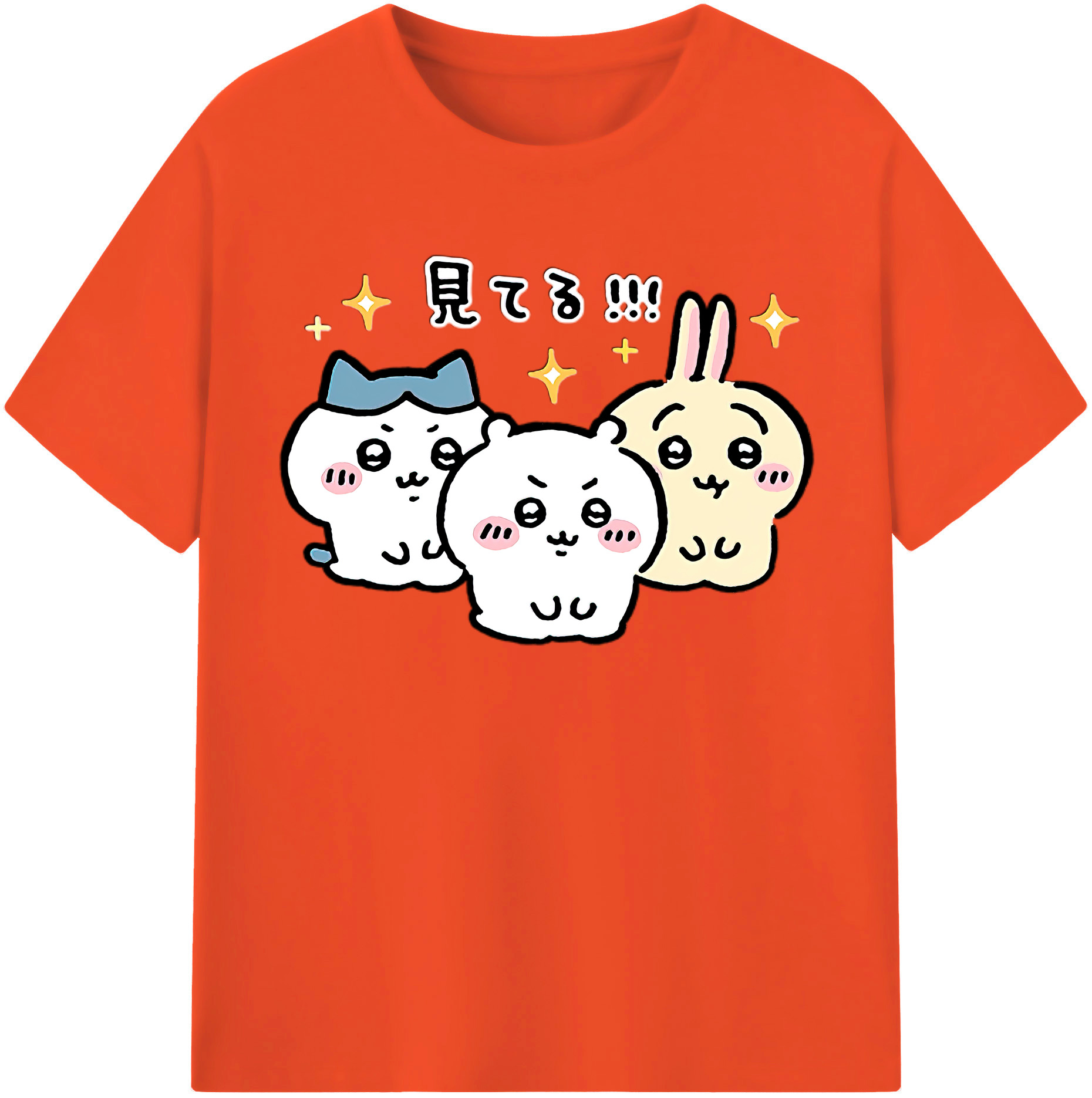 （画像用） ちいかわ ハチワレ Chii-kawa hachiware 綿100％半袖Tシャツ（フロントプリント）