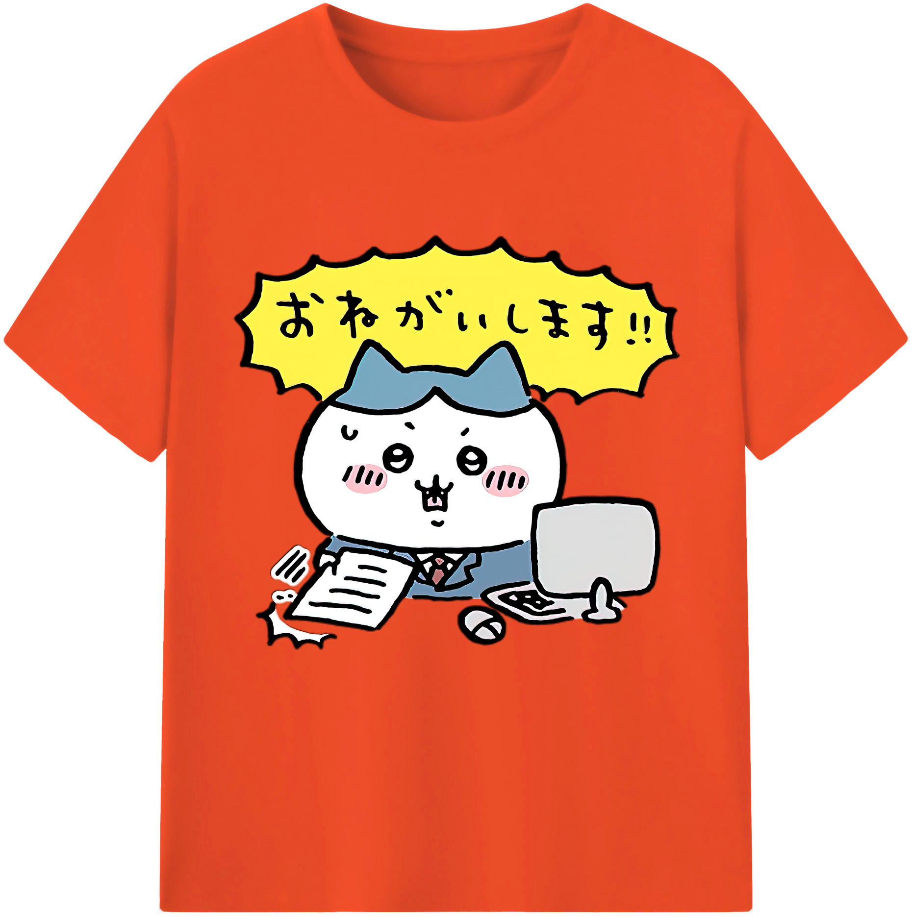 （画像用） ちいかわ ハチワレ Chii-kawa hachiware 綿100％半袖Tシャツ（フロントプリント）
