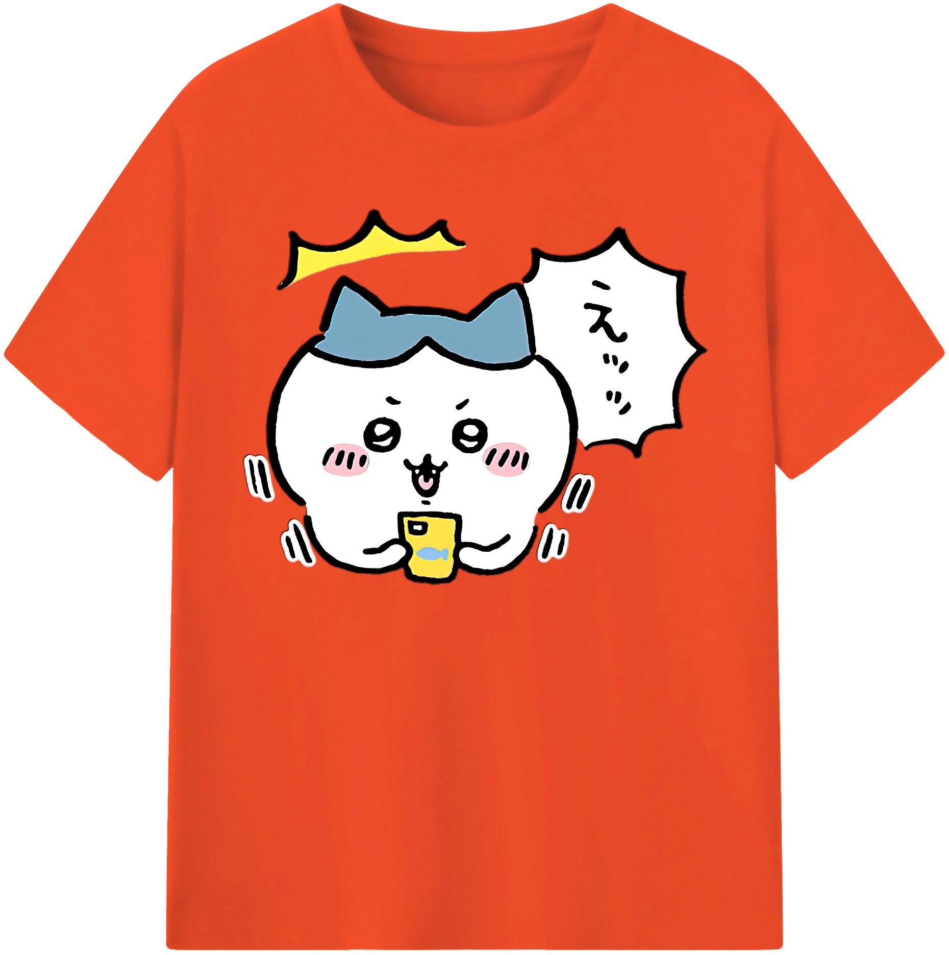 （画像用） ちいかわ ハチワレ Chii-kawa hachiware 綿100％半袖Tシャツ（フロントプリント）