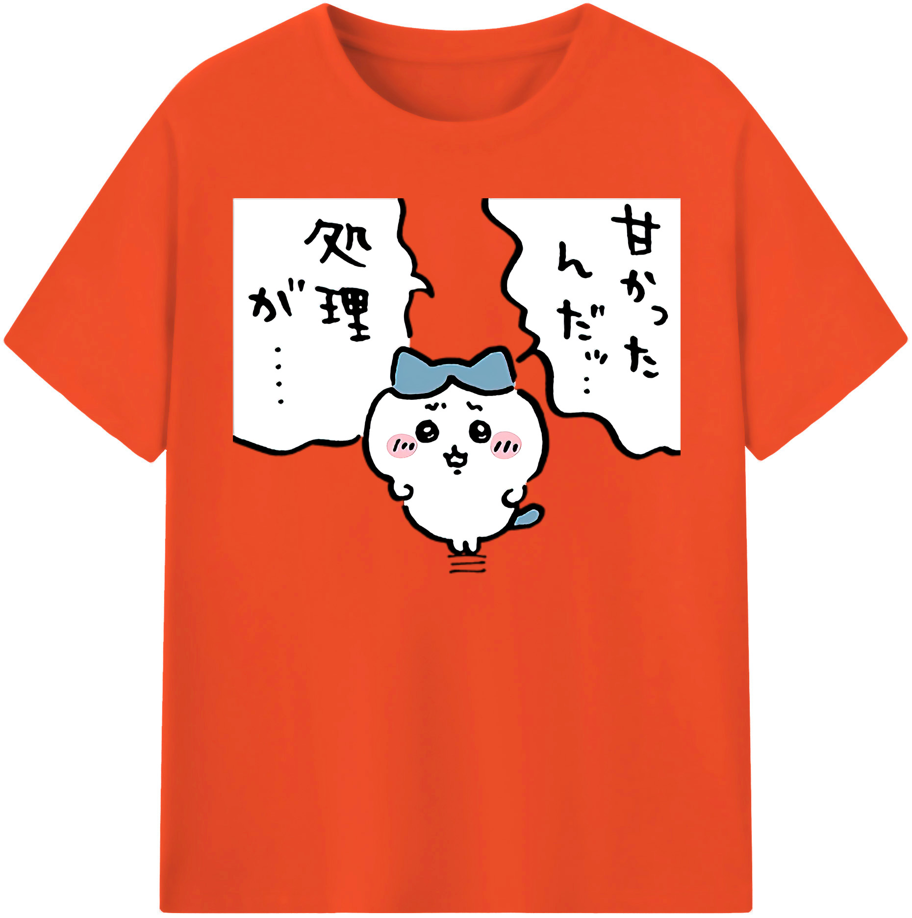 （画像用） ちいかわ ハチワレ Chii-kawa hachiware 綿100％半袖Tシャツ（フロントプリント）