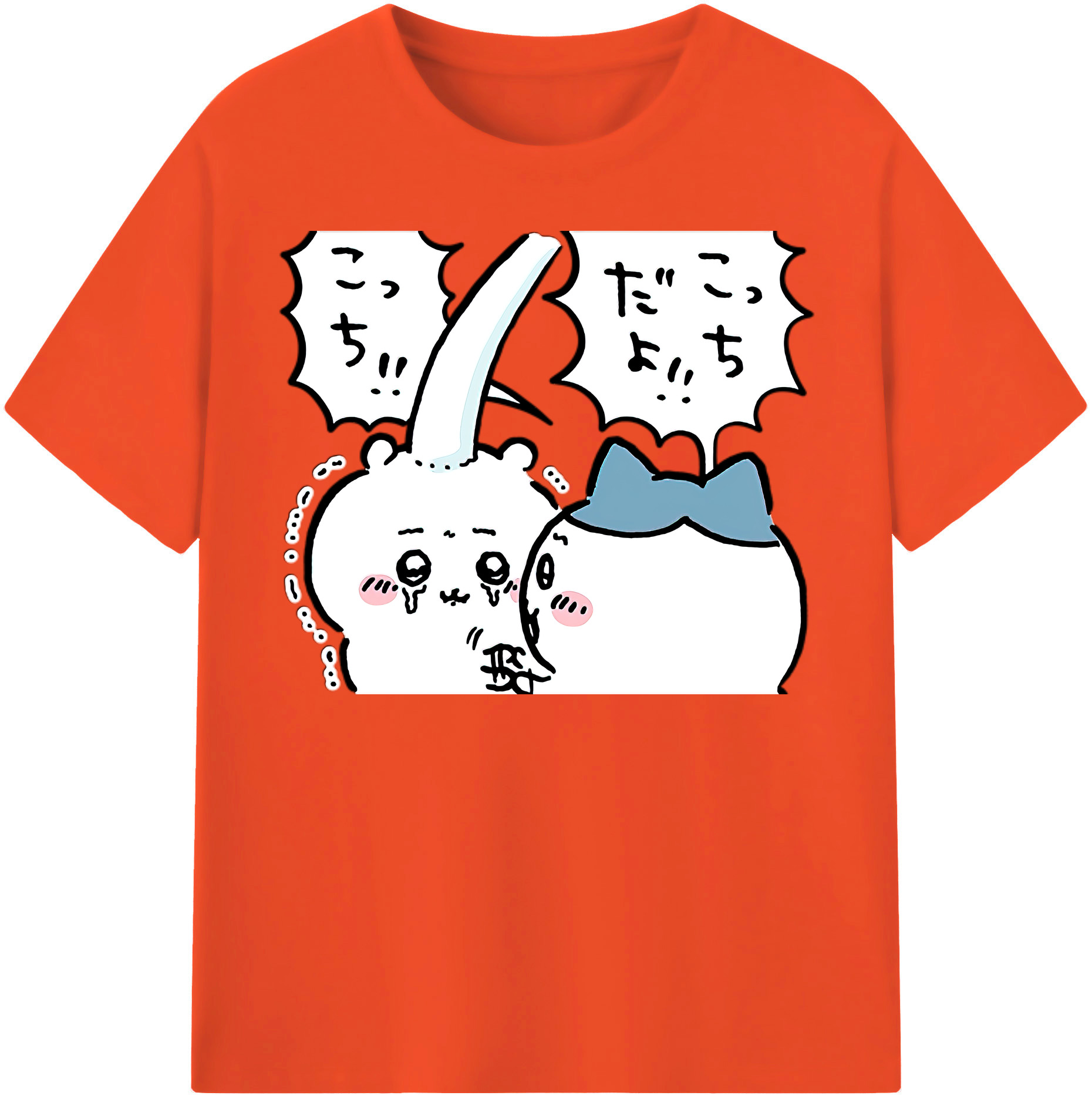 （画像用） ちいかわ ハチワレ Chii-kawa hachiware 綿100％半袖Tシャツ（フロントプリント）