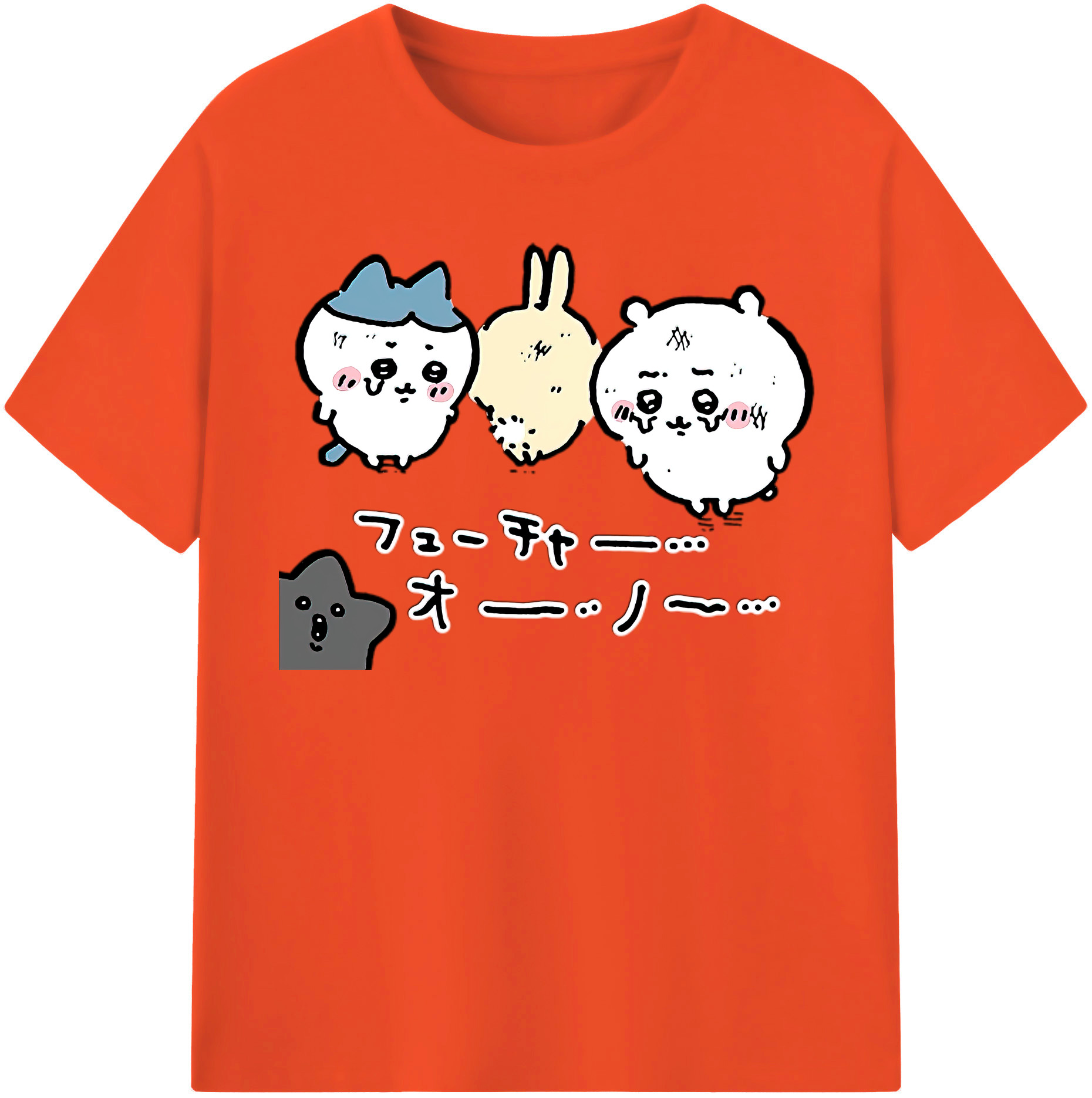 （画像用） ちいかわ ハチワレ Chii-kawa hachiware 綿100％半袖Tシャツ（フロントプリント）