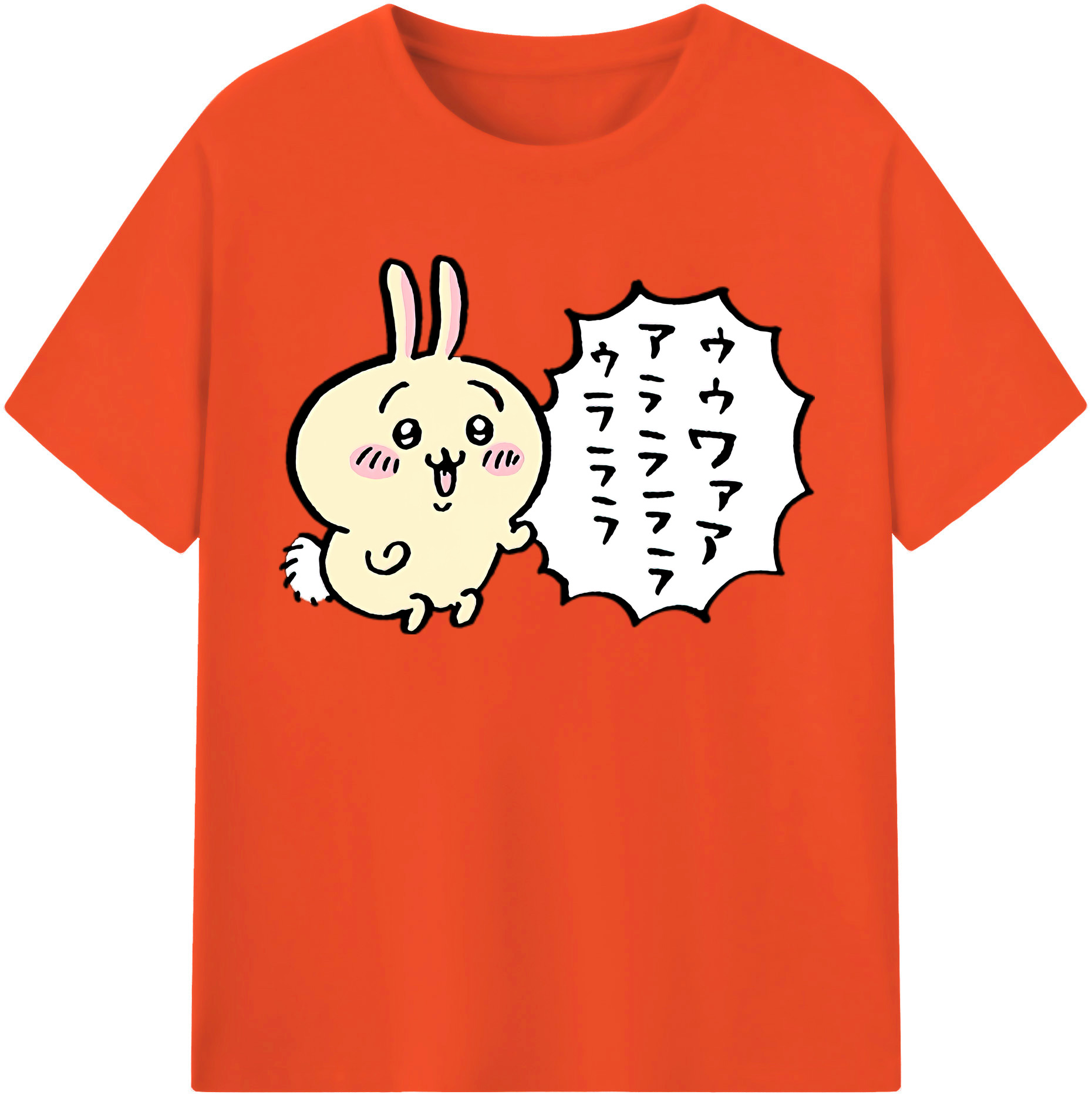 （画像用） ちいかわ うさぎ Chii-kawa usagi 綿100％半袖Tシャツ（フロントプリント）