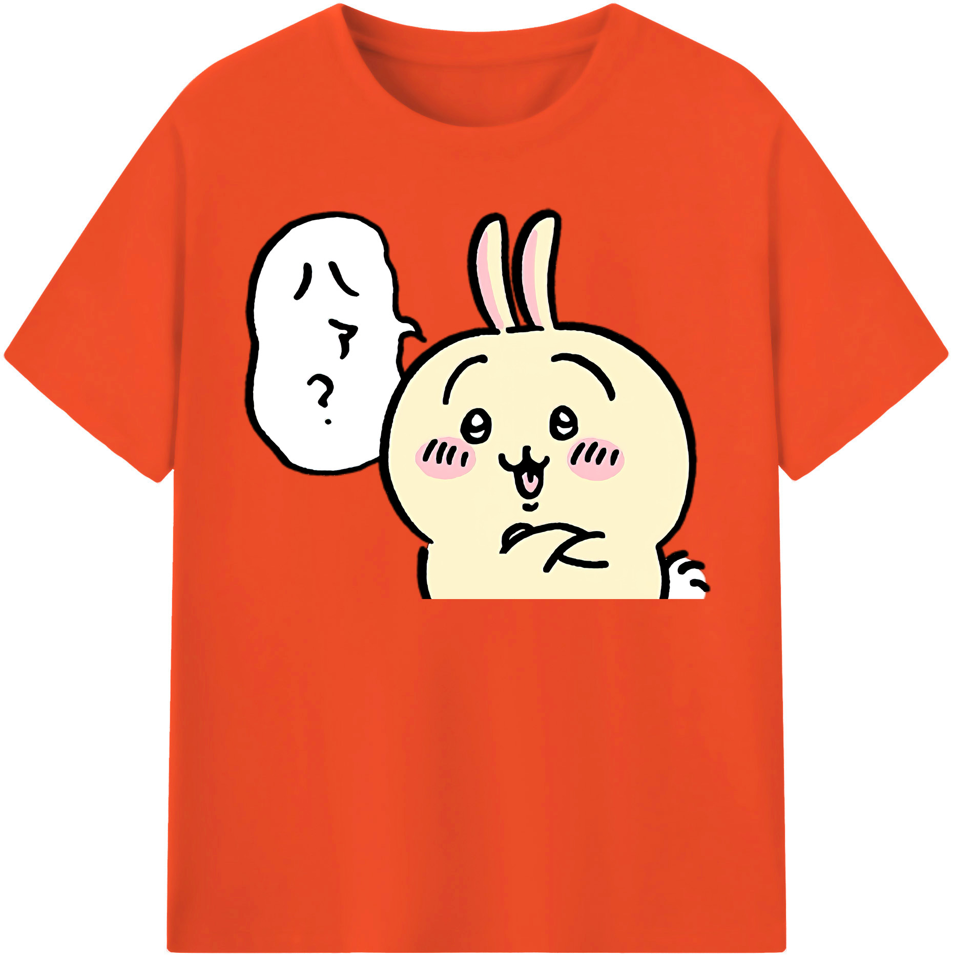 （画像用） ちいかわ うさぎ Chii-kawa usagi 綿100％半袖Tシャツ（フロントプリント）